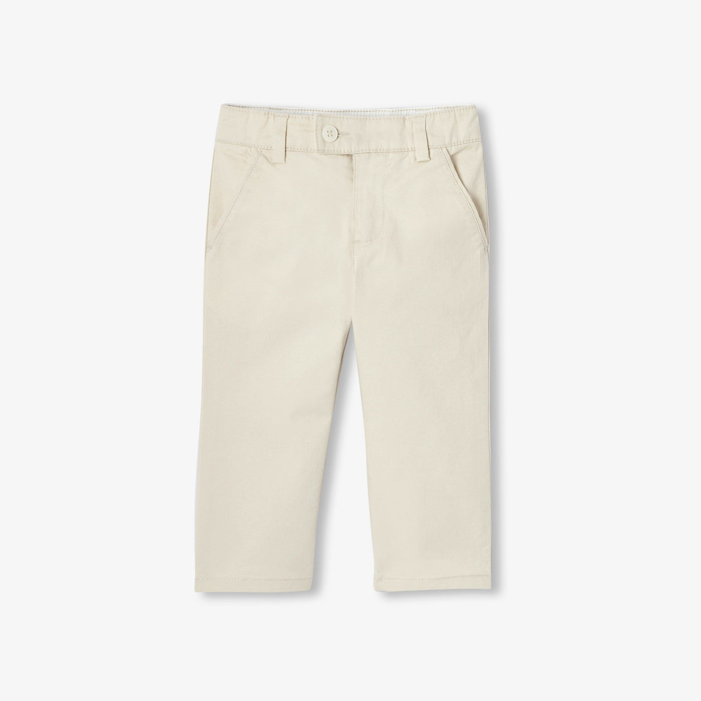 Baby boy cotton twill trousers - blanc casse