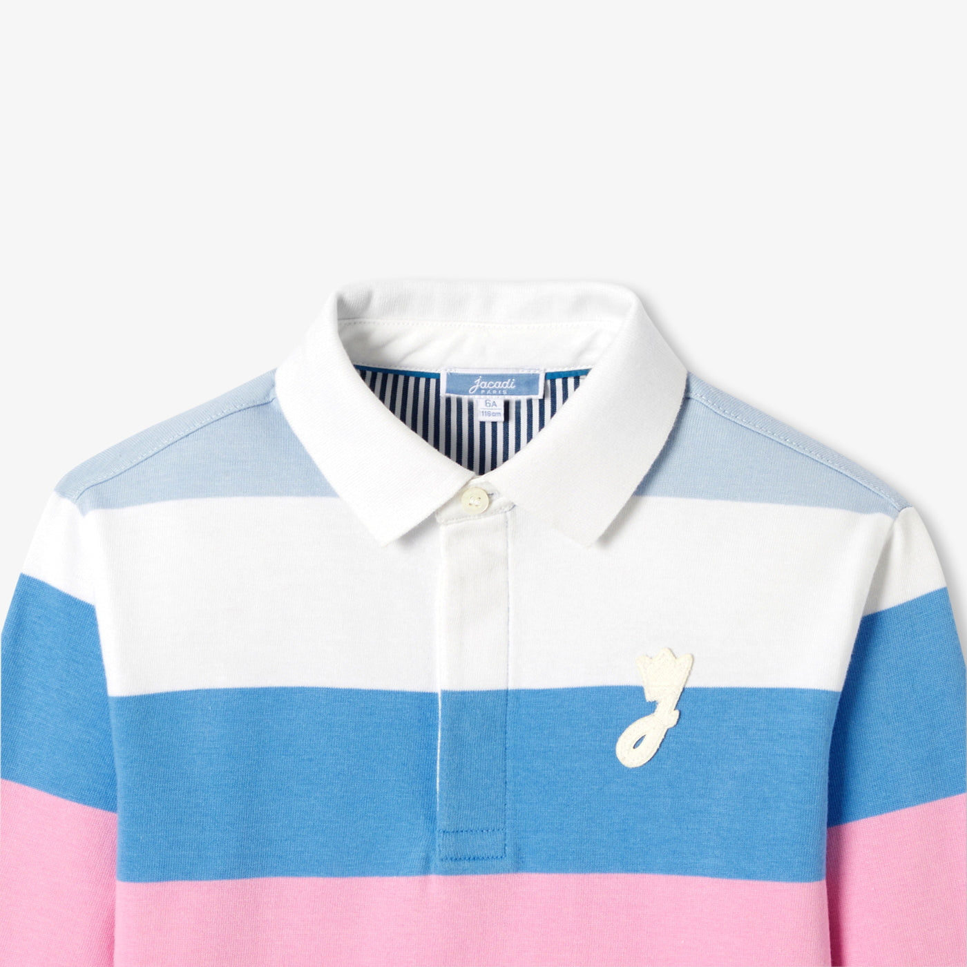 Child cotton rugby polo shirt - rose/bleu