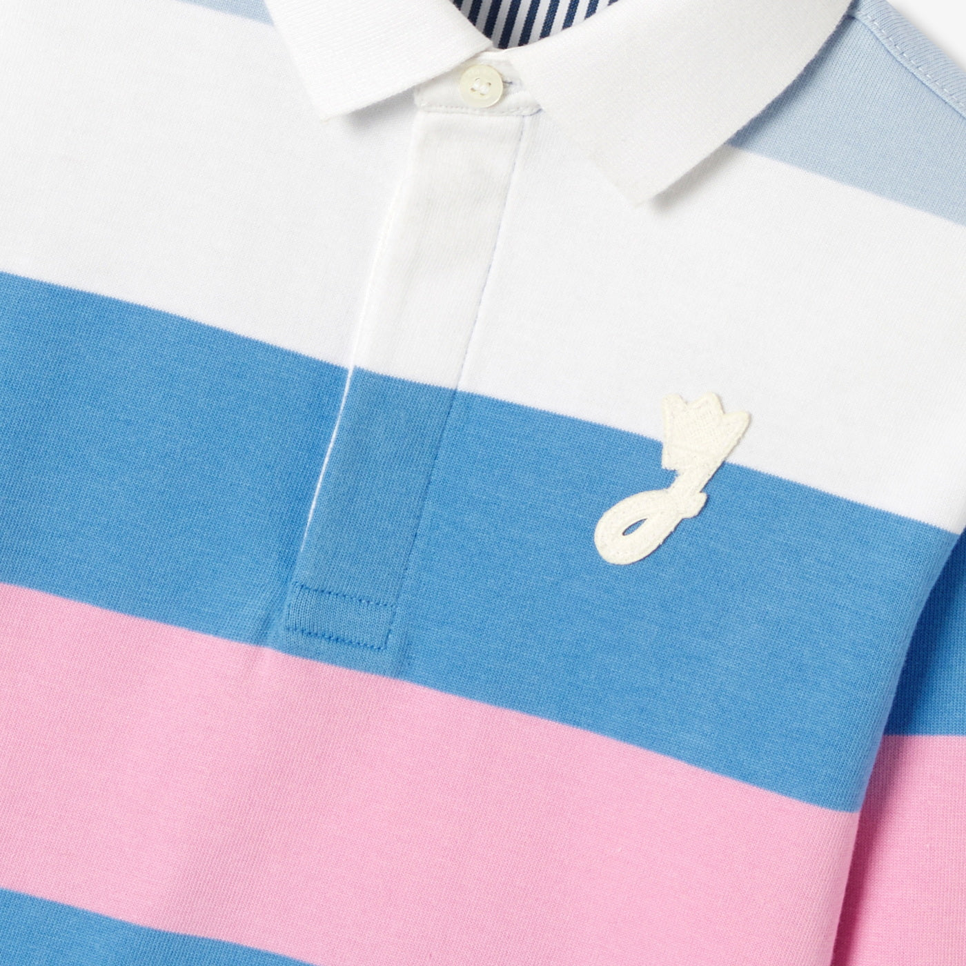 Child cotton rugby polo shirt - rose/bleu