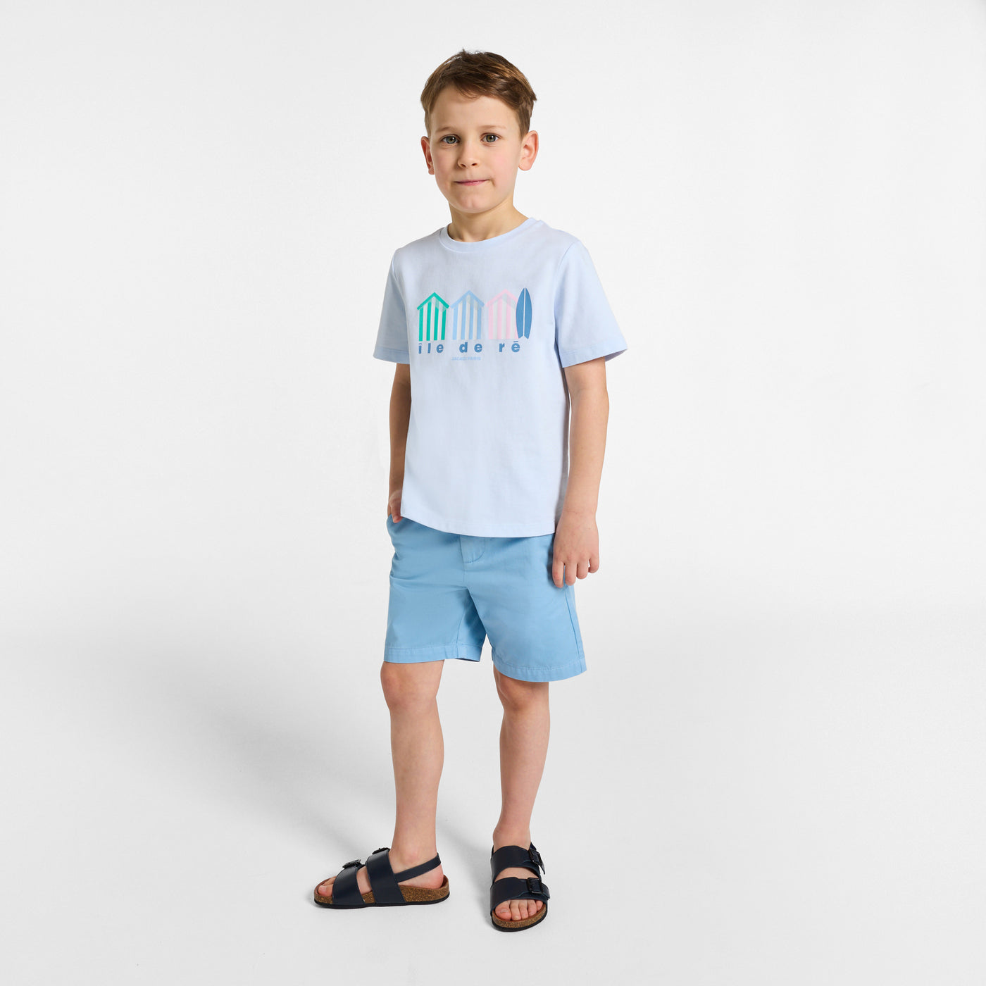 Boy cotton twill Bermuda shorts - bleu acier