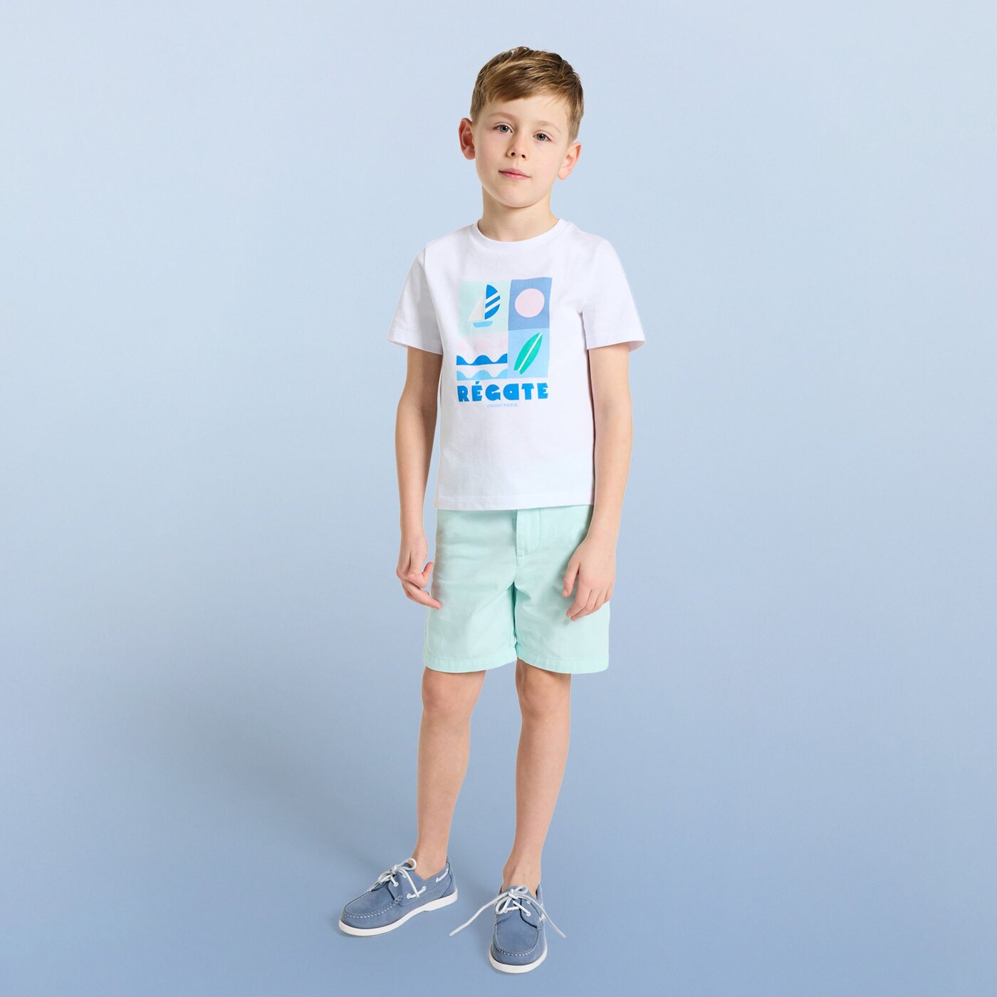 Boy cotton twill Bermuda shorts - vert pale