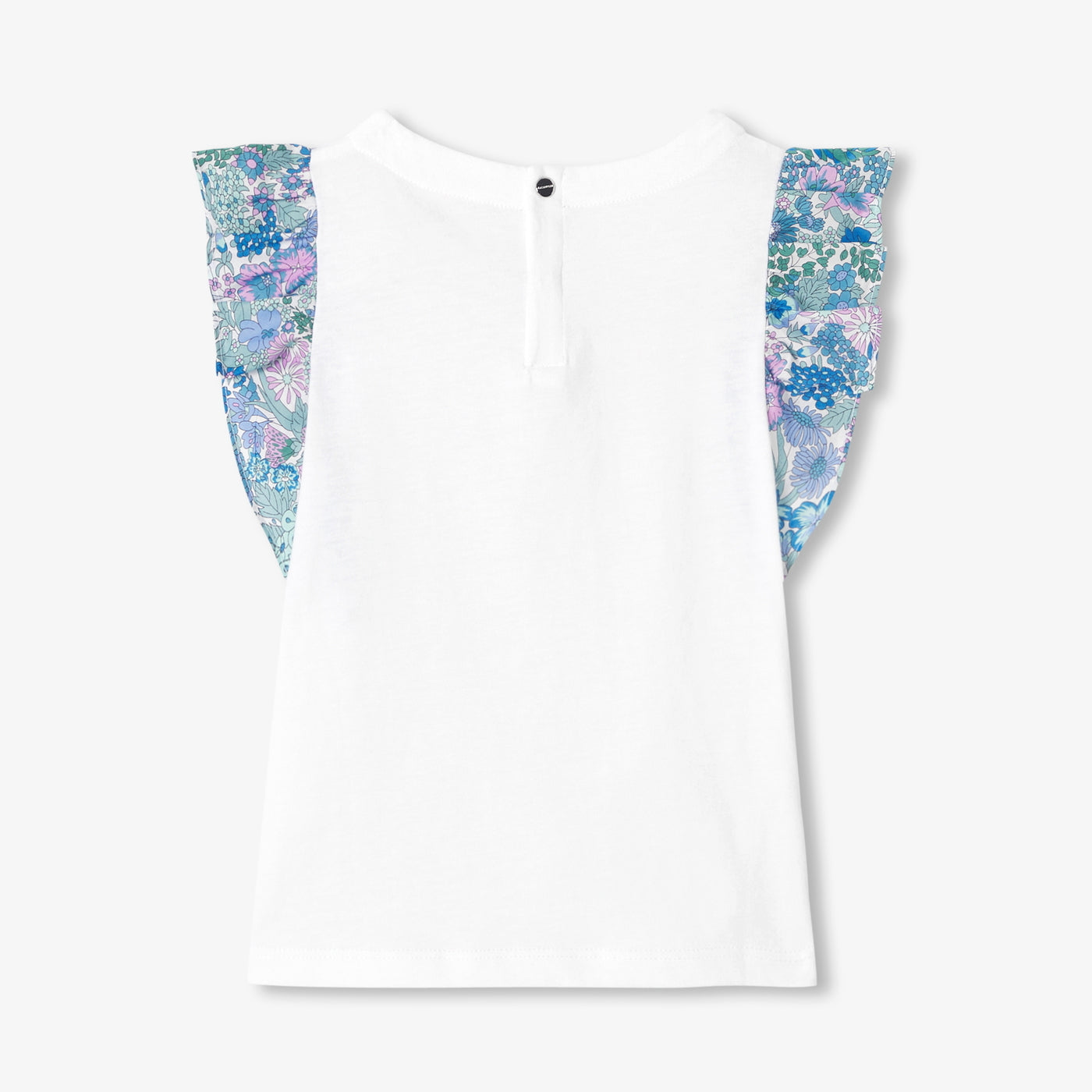 Girl T-shirt with Liberty fabric sleeves - blanc/multico