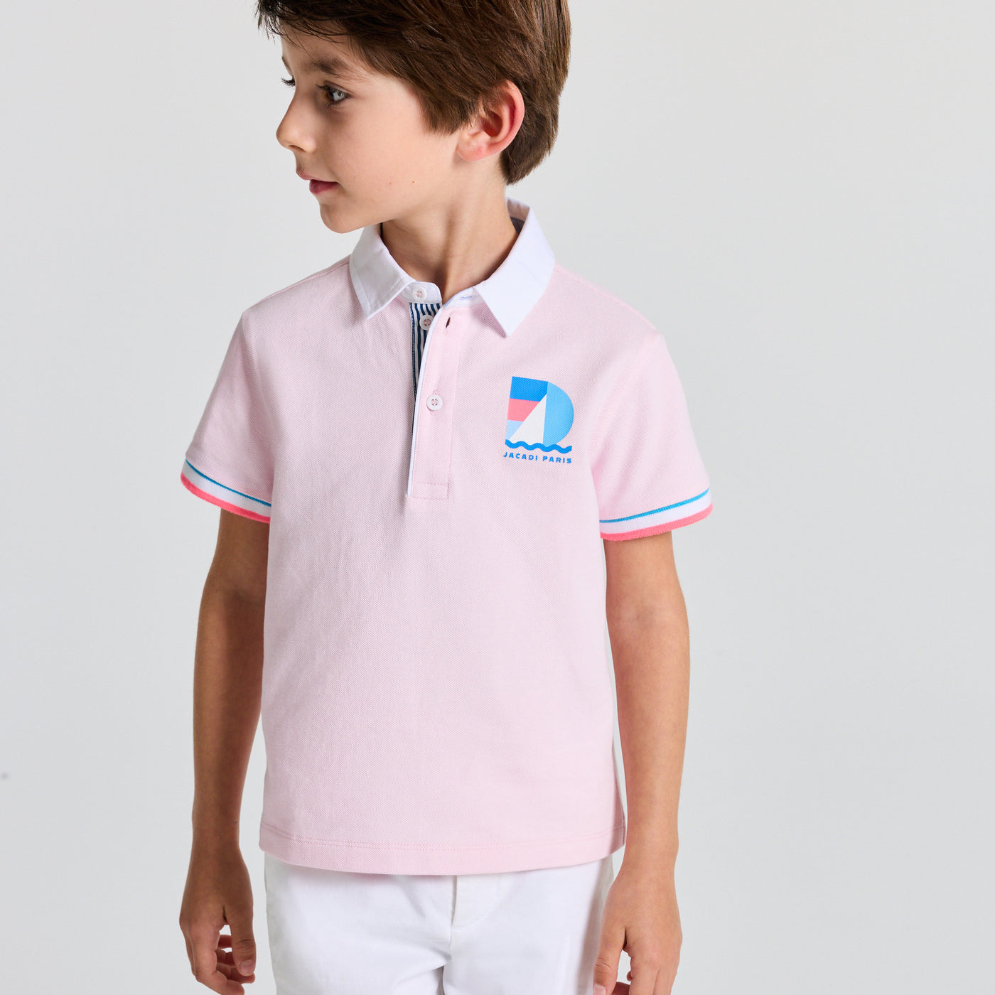 Boy cotton piqué polo shirt - rose dragee