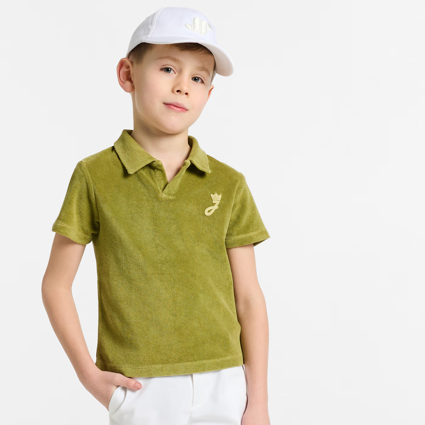 Child terry cloth polo shirt - vert de gris