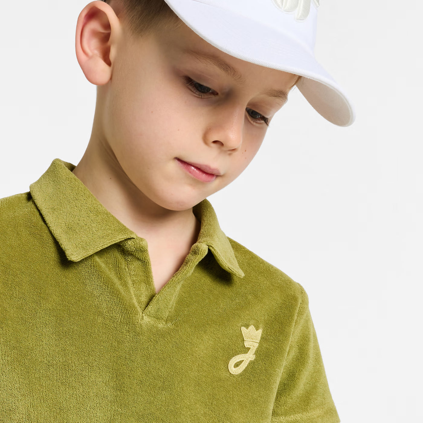 Child terry cloth polo shirt - vert de gris