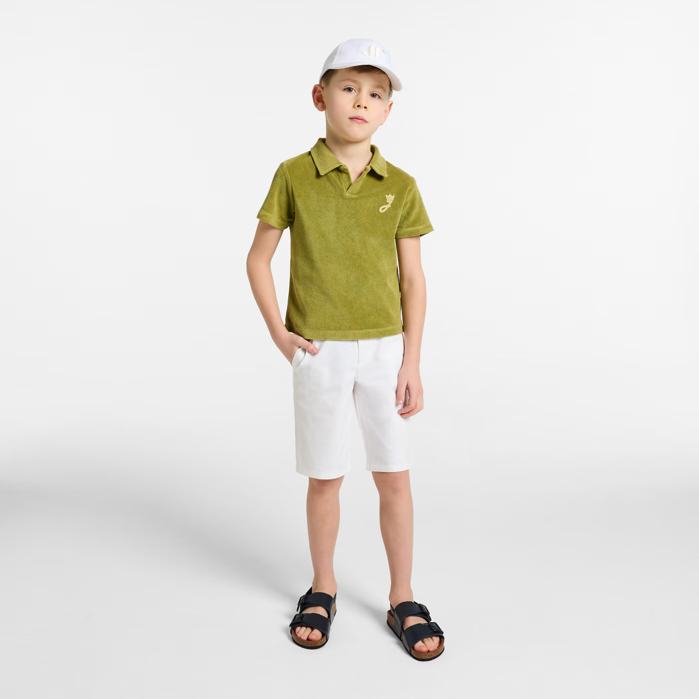 Child terry cloth polo shirt - vert de gris
