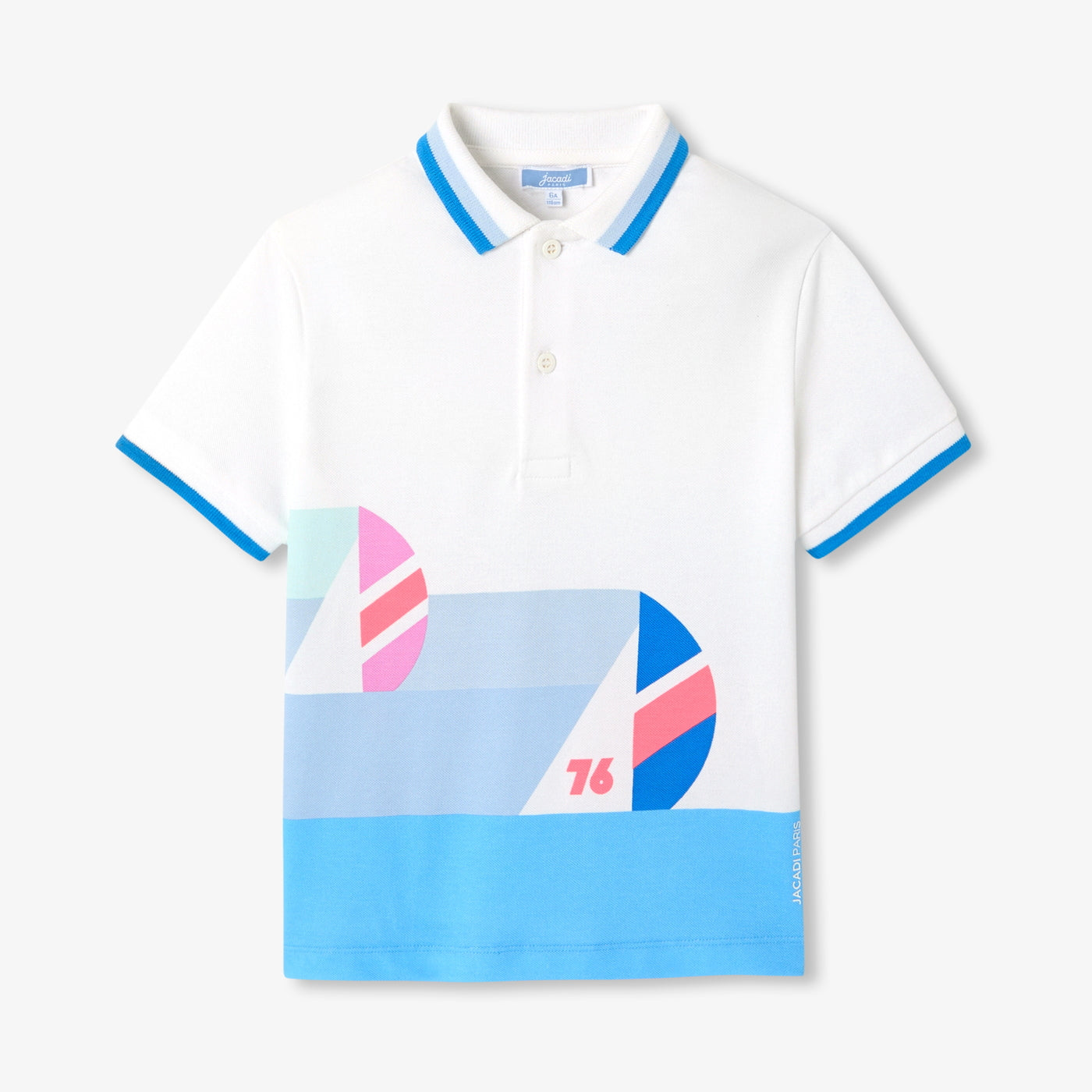 Boy cotton piqué polo shirt - blanc/multico