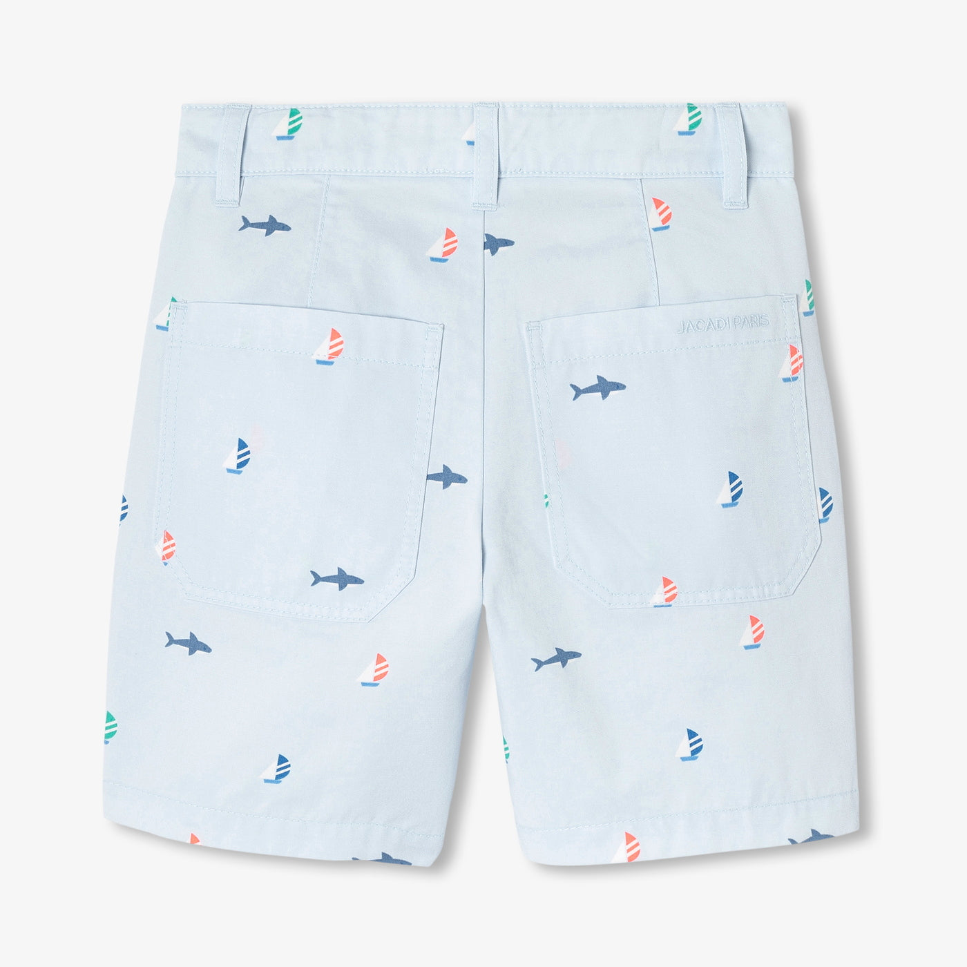 Boy printed twill Bermuda shorts - bleu glacier