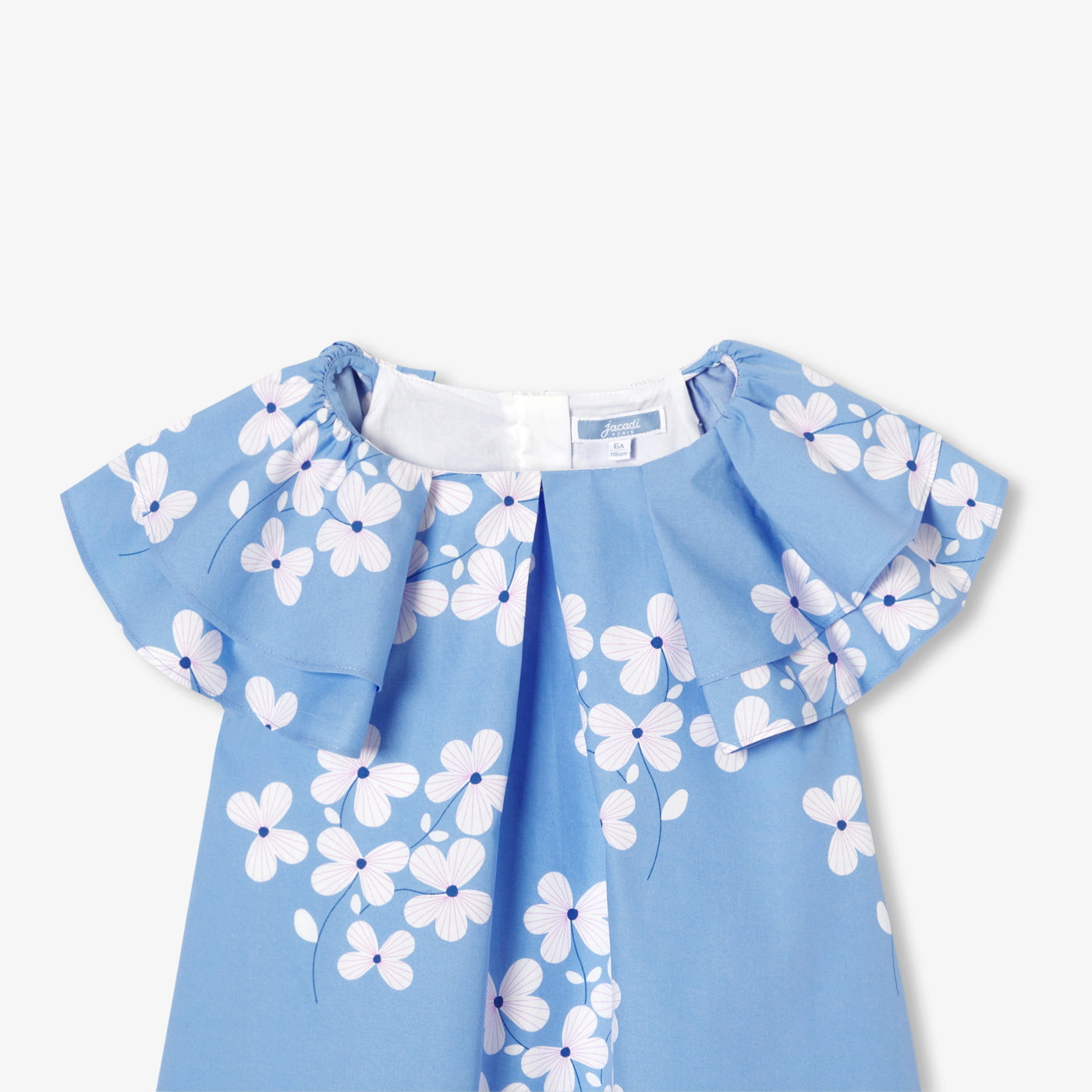 Girl floral print poplin dress - bleu/multico