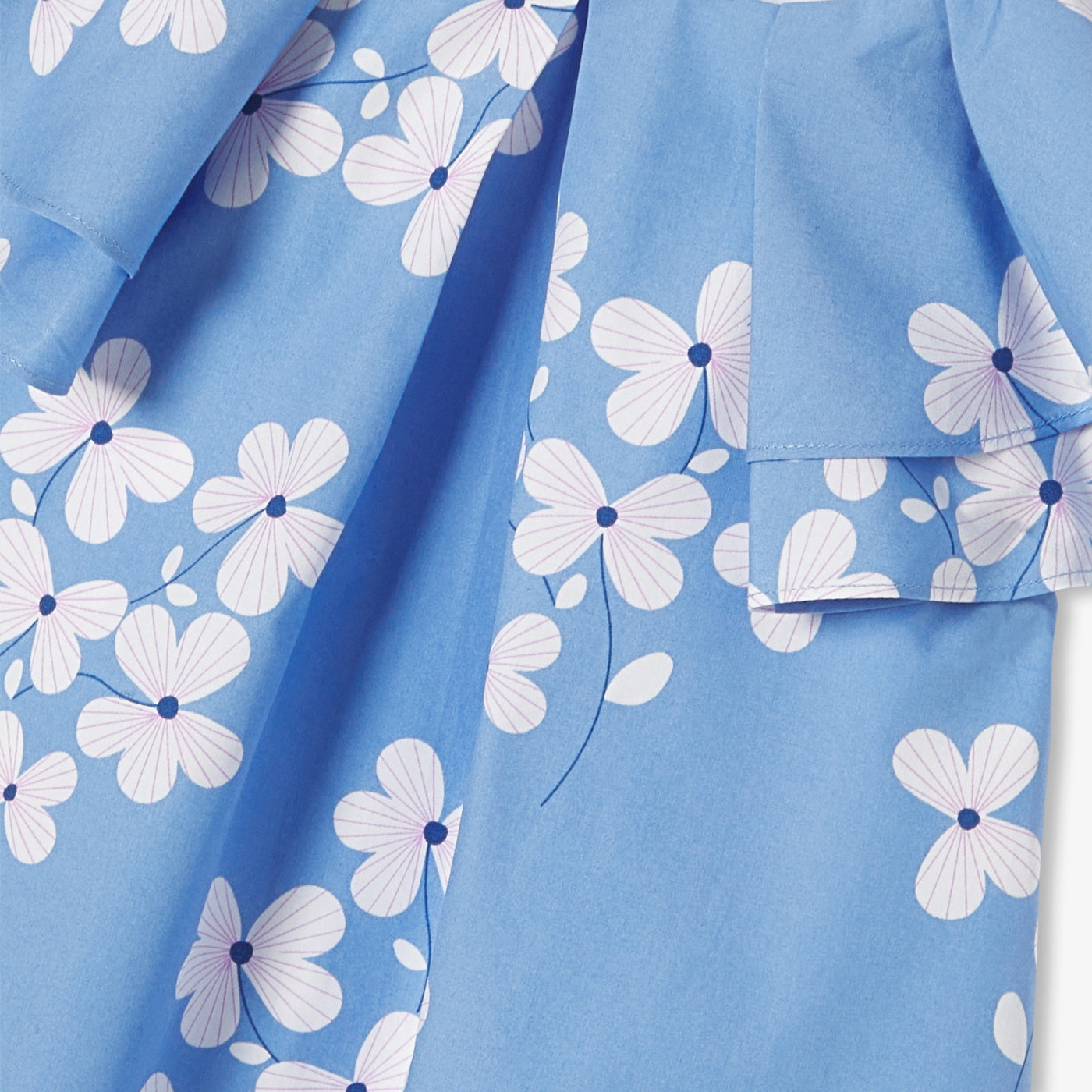 Girl floral print poplin dress - bleu/multico