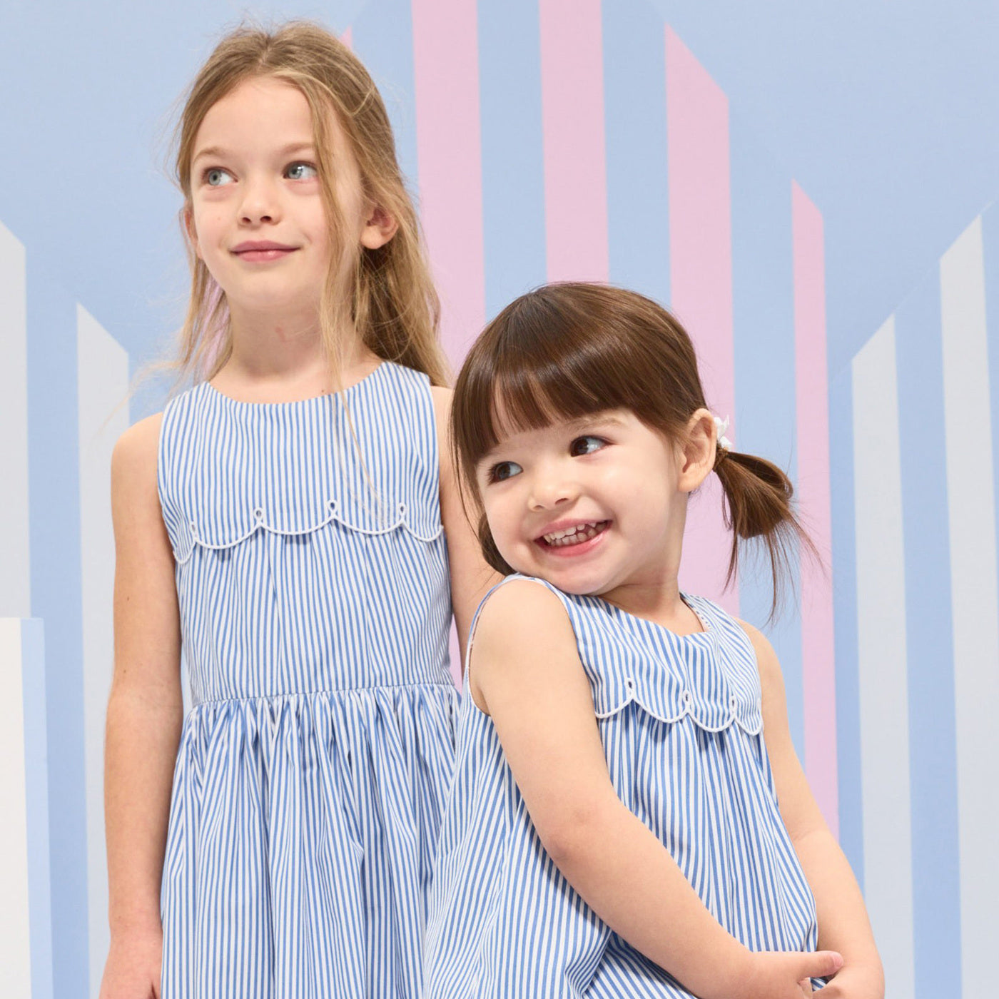 Girl striped poplin dress - bleu/blanc