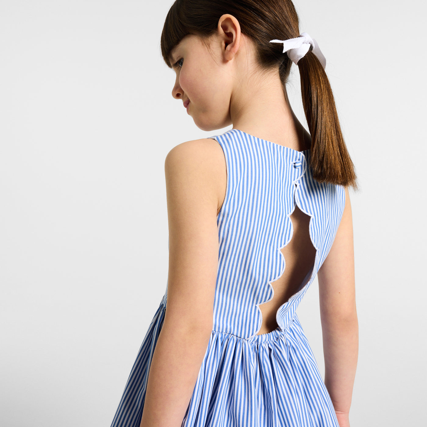 Girl striped poplin dress - bleu/blanc