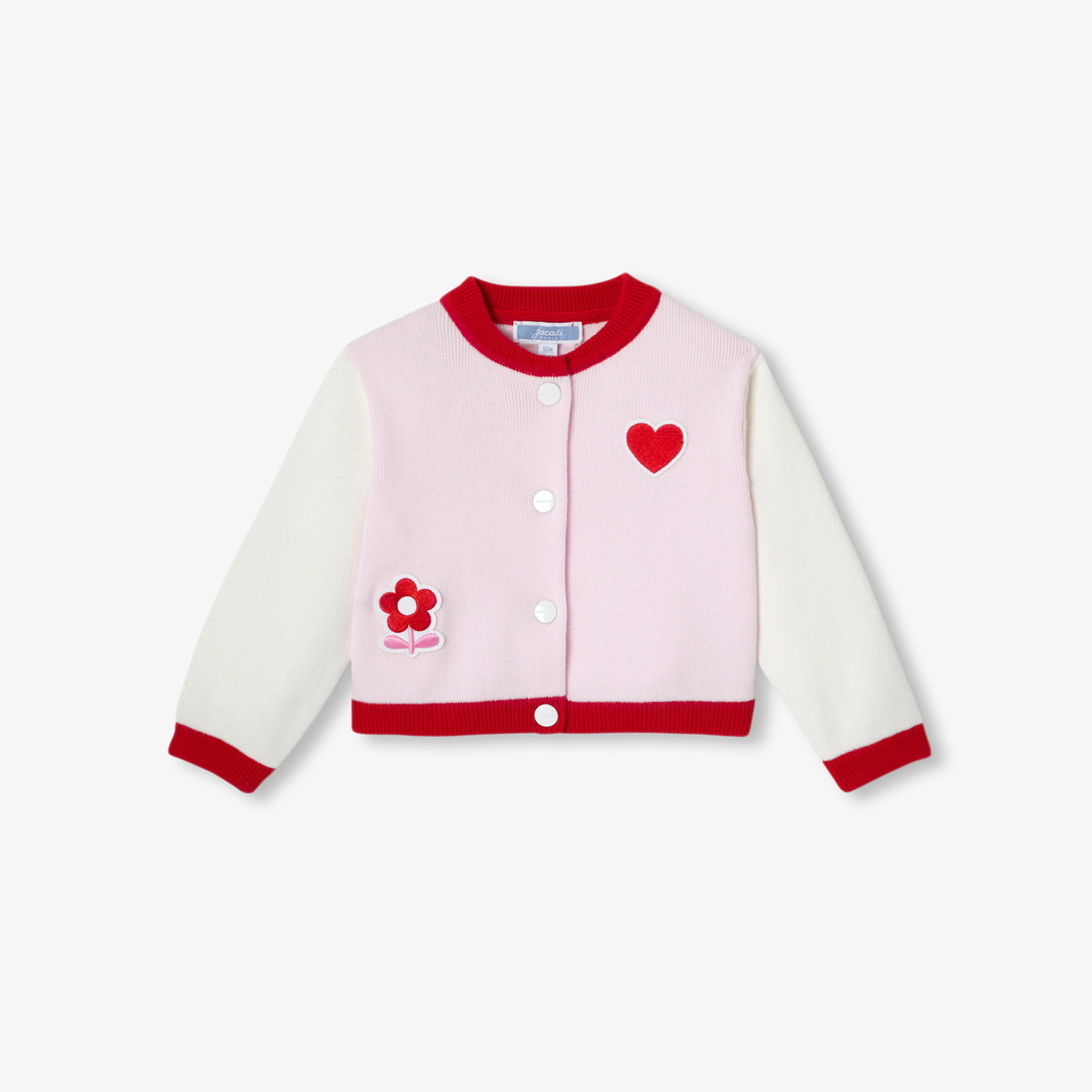 Baby girl varsity-style cardigan - blanc/rose