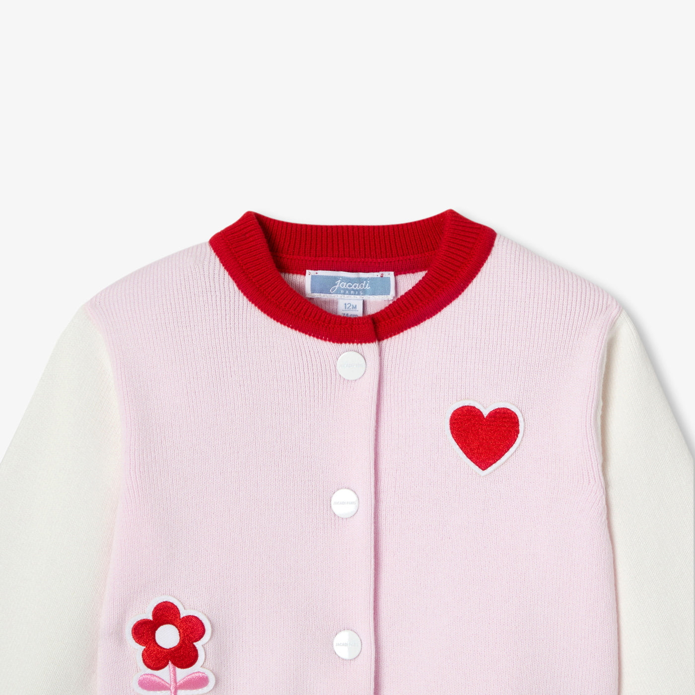 Baby girl varsity-style cardigan - blanc/rose