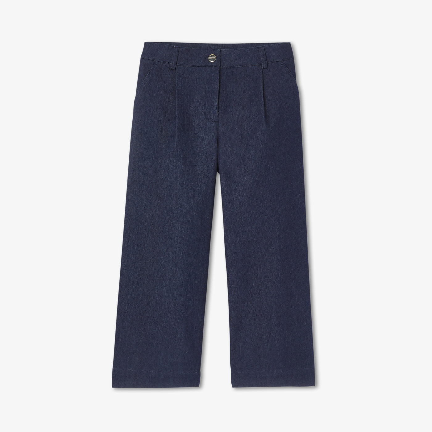 Girl wide-leg raw denim jeans - denim fonce