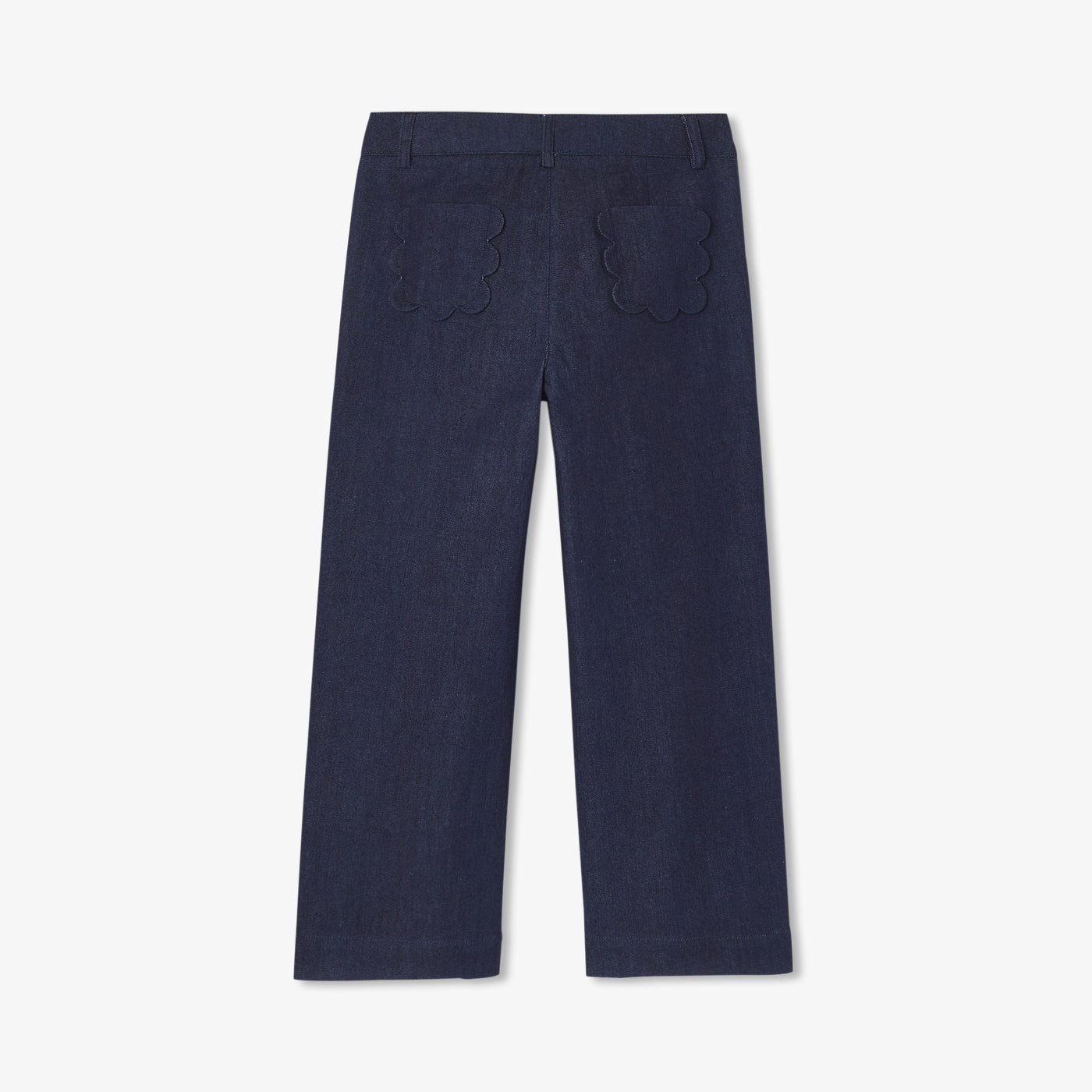 Girl wide-leg raw denim jeans - denim fonce