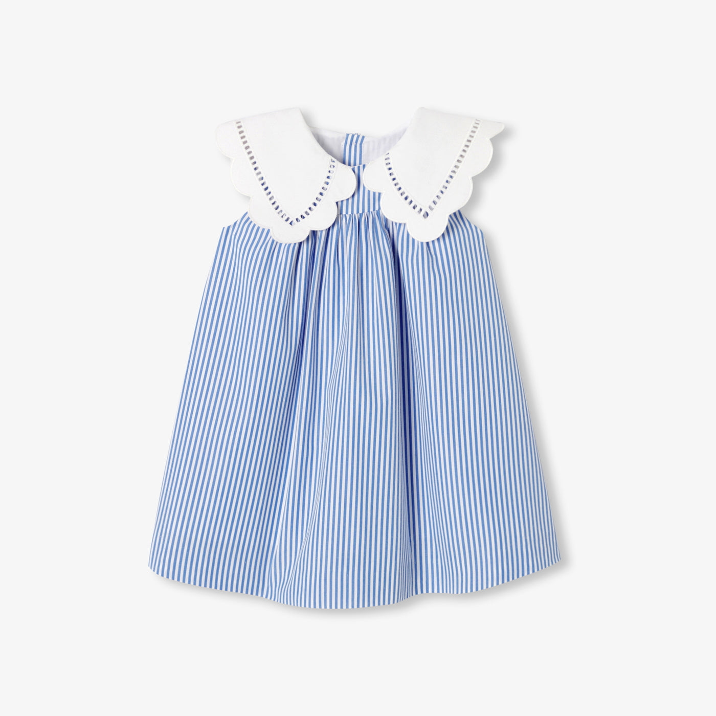 Baby girl dress in striped poplin - blanc/bleu