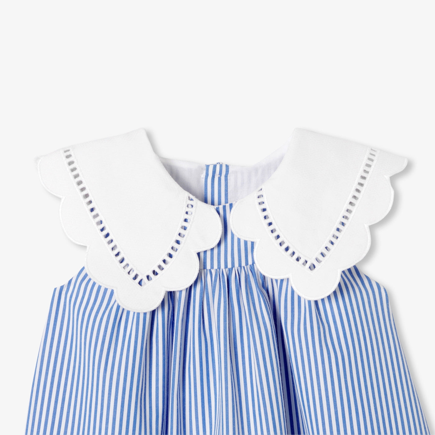 Baby girl dress in striped poplin - blanc/bleu