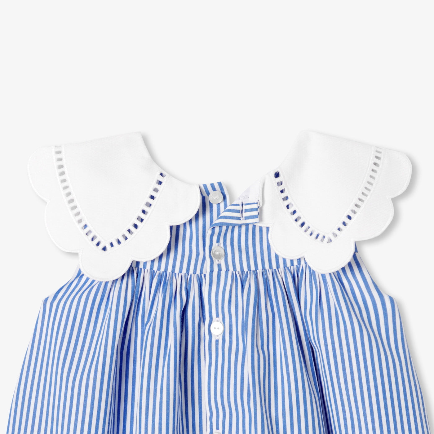 Baby girl dress in striped poplin - blanc/bleu