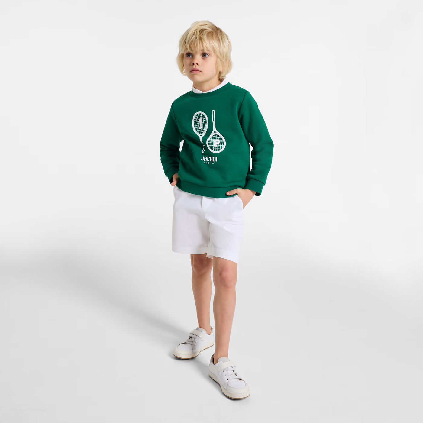 Boy cotton twill Bermuda shorts - blanc jacadi