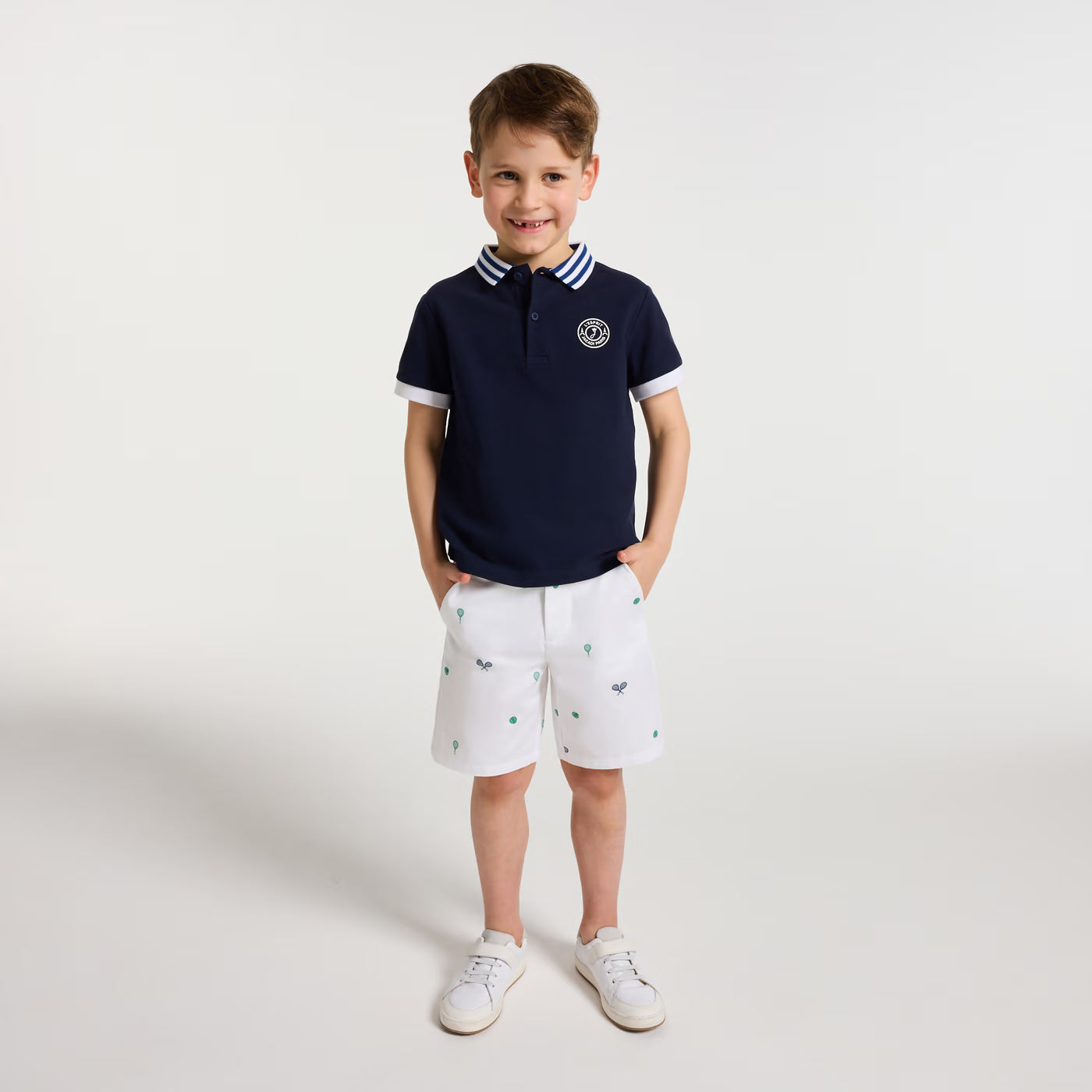 Boy printed twill Bermuda shorts - blanc jacadi