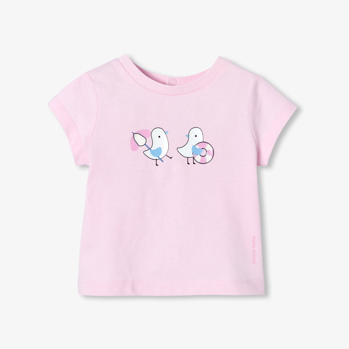 Baby girl short-sleeved cotton T-shirt - guimauve