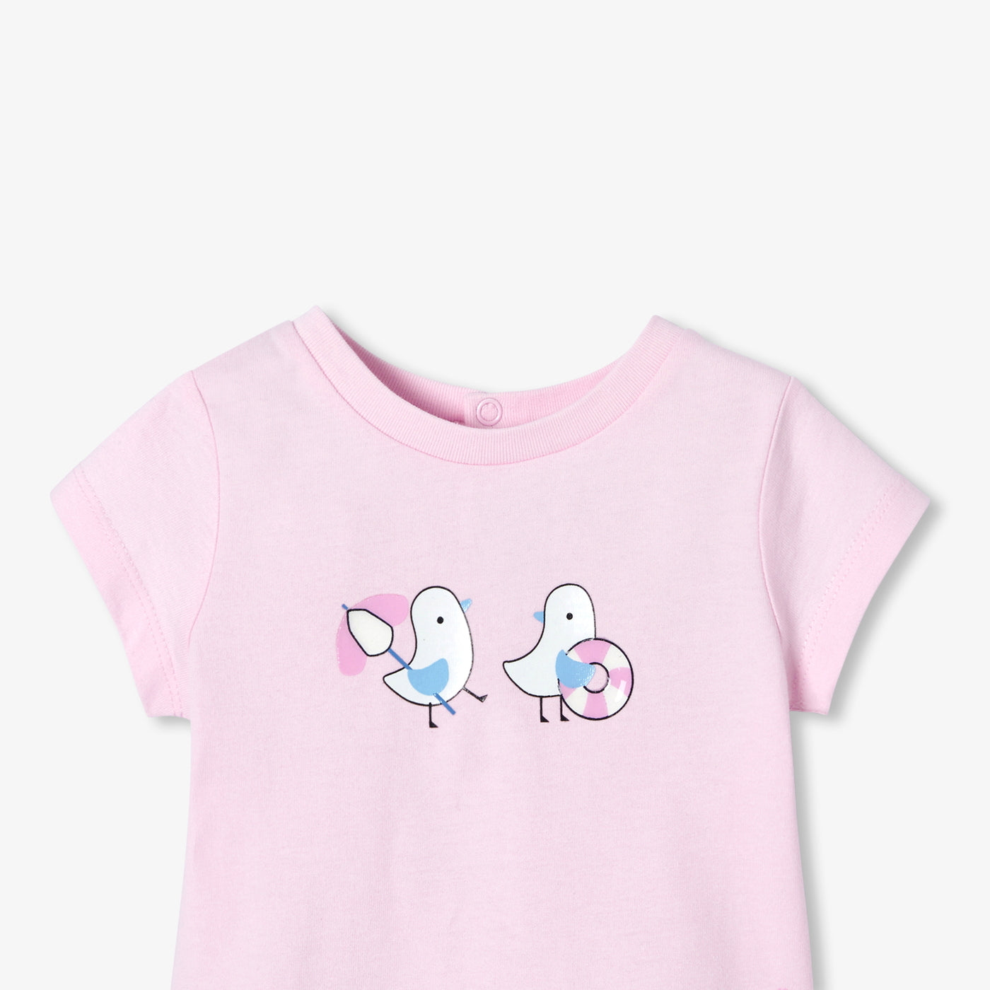 Baby girl short-sleeved cotton T-shirt - guimauve