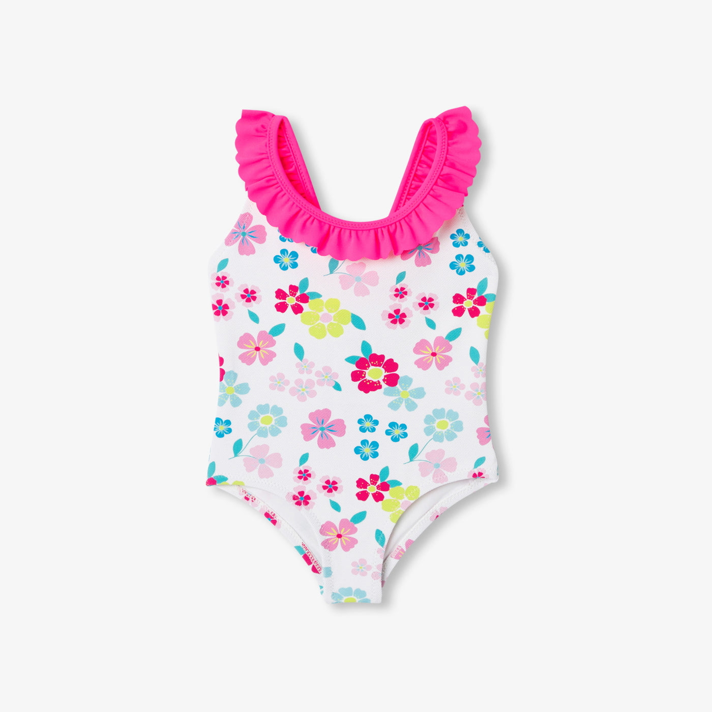 Baby girl one-piece swimsuit in piqué fabric - blanc/multico