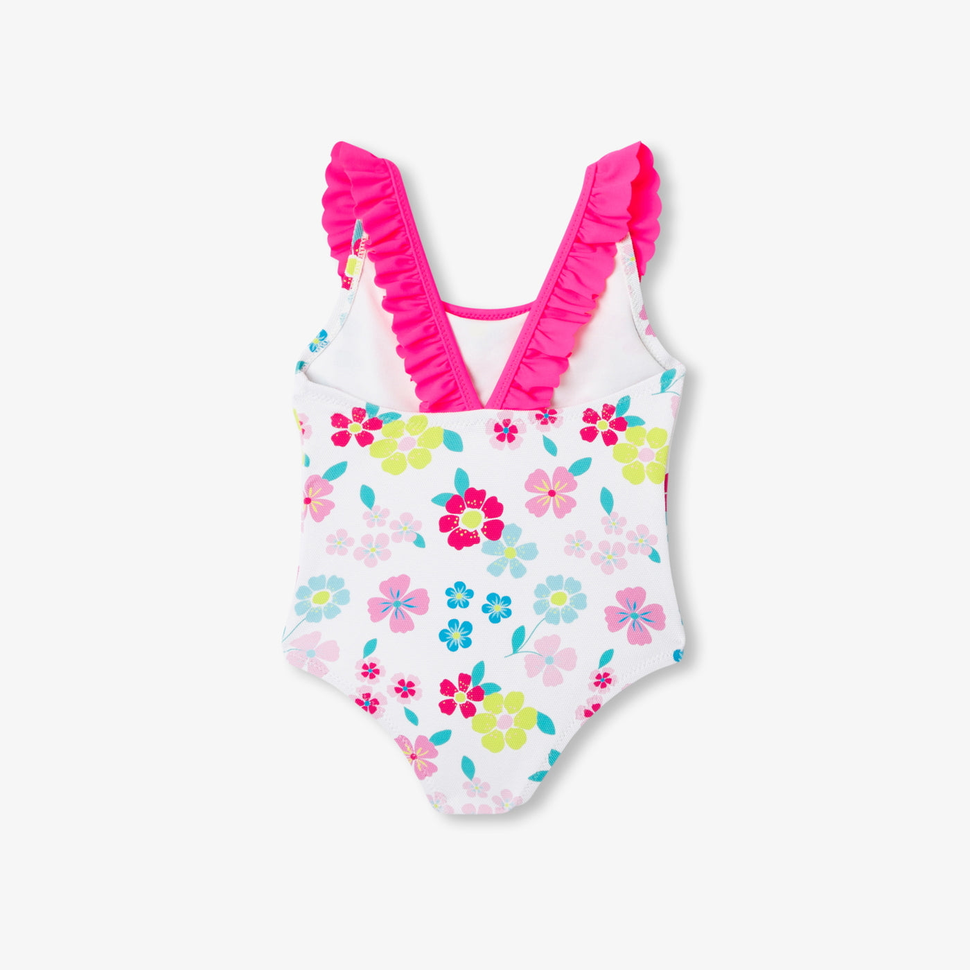 Baby girl one-piece swimsuit in piqué fabric - blanc/multico