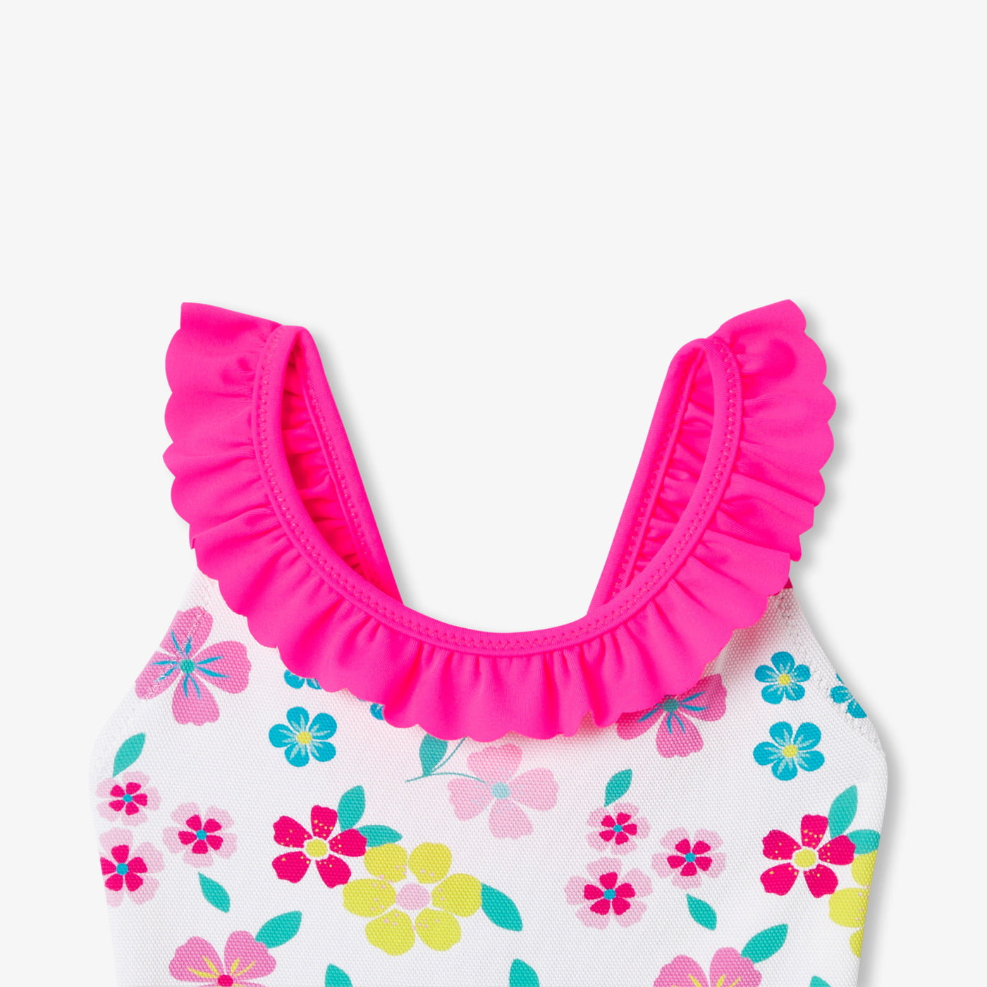 Baby girl one-piece swimsuit in piqué fabric - blanc/multico