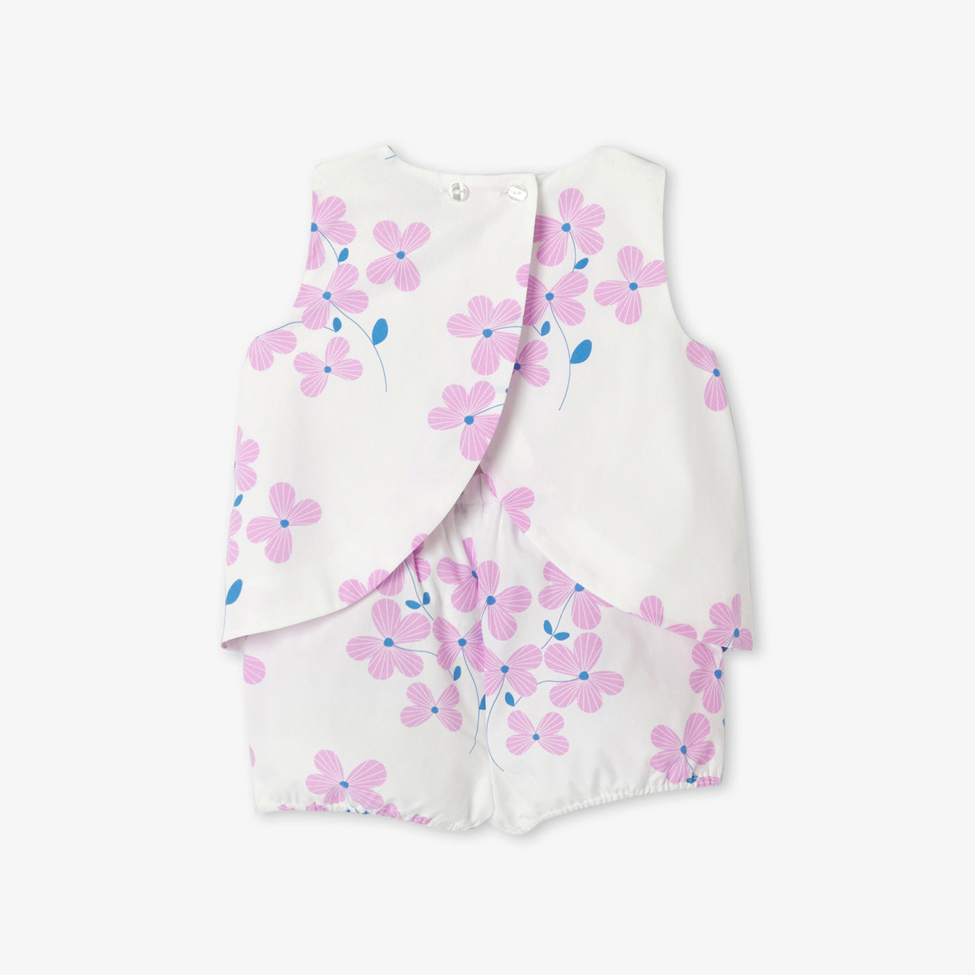 Baby girl poplin shorts set - blanc/rose