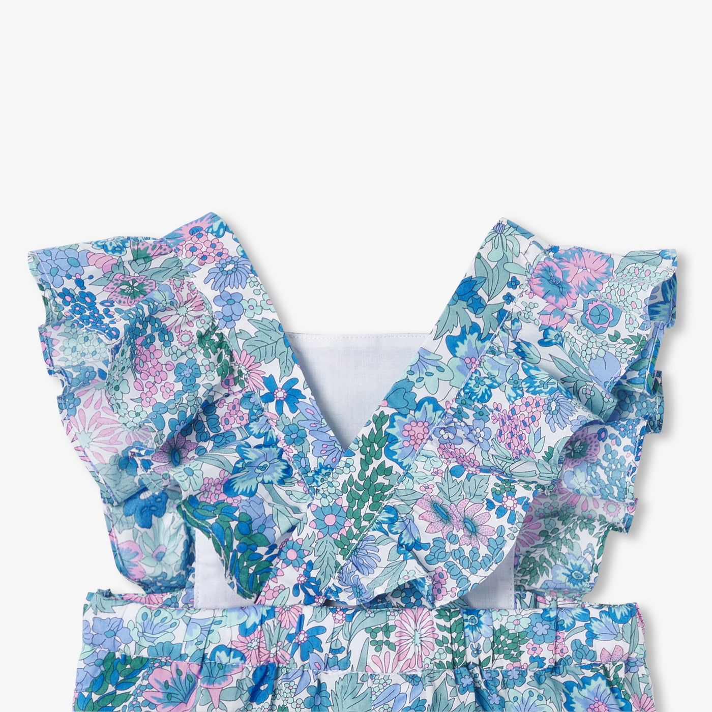Baby girl jumpsuit in Liberty fabric - bleu/multico