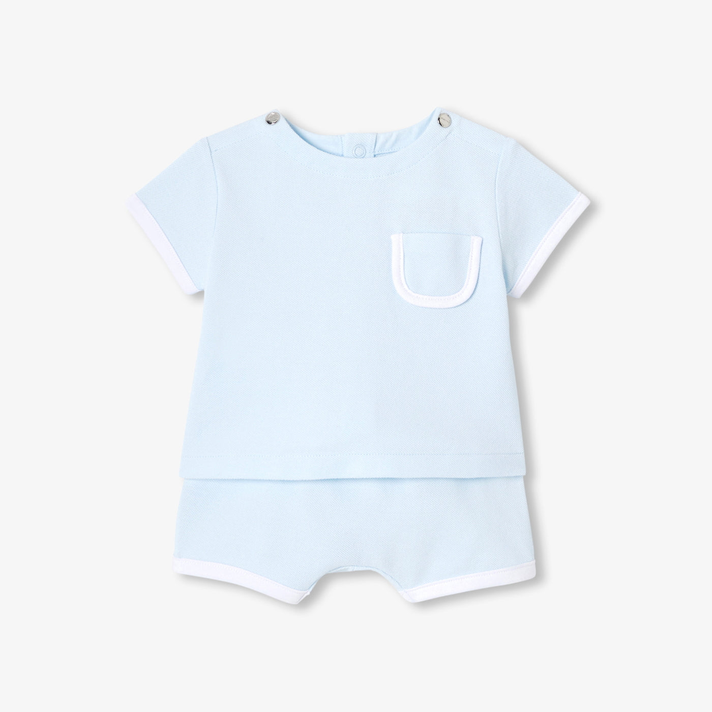 Baby cotton piqué set - bleu pale