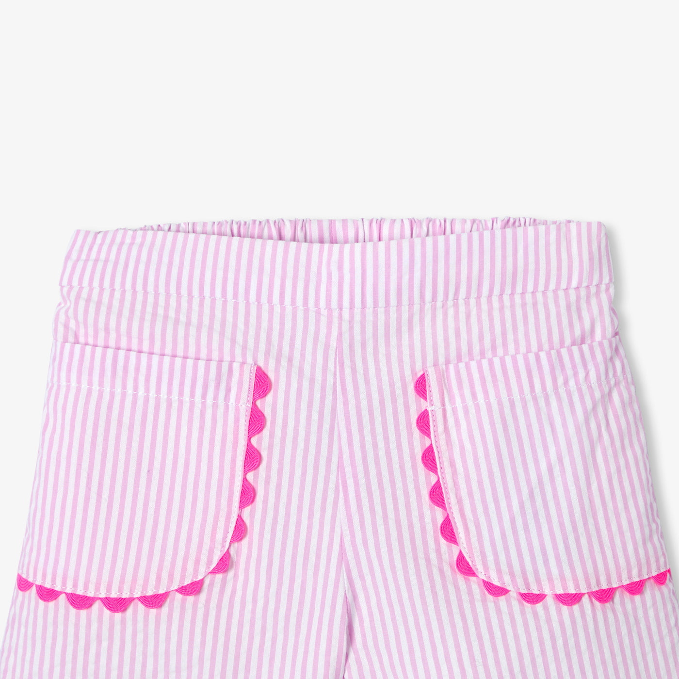 Baby girl striped seersucker shorts - blanc/rose