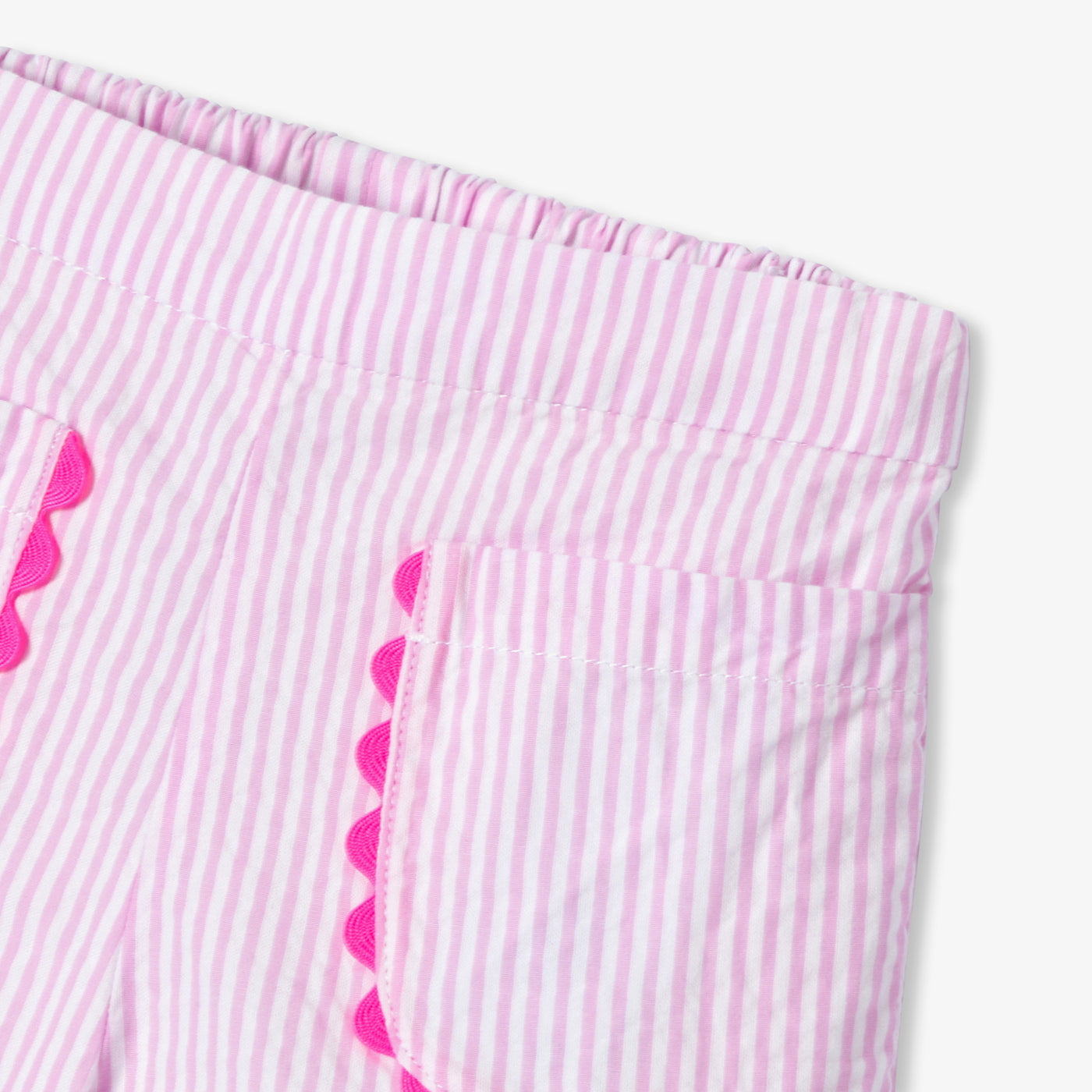 Baby girl striped seersucker shorts - blanc/rose