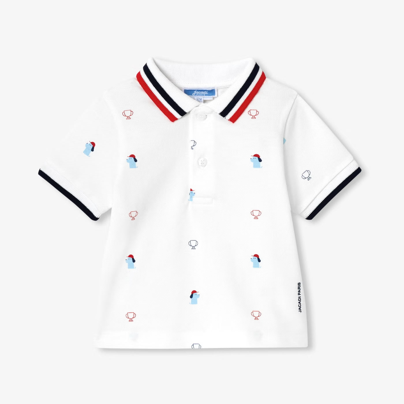 Baby boy polo shirt in printed cotton piqué - blanc jacadi