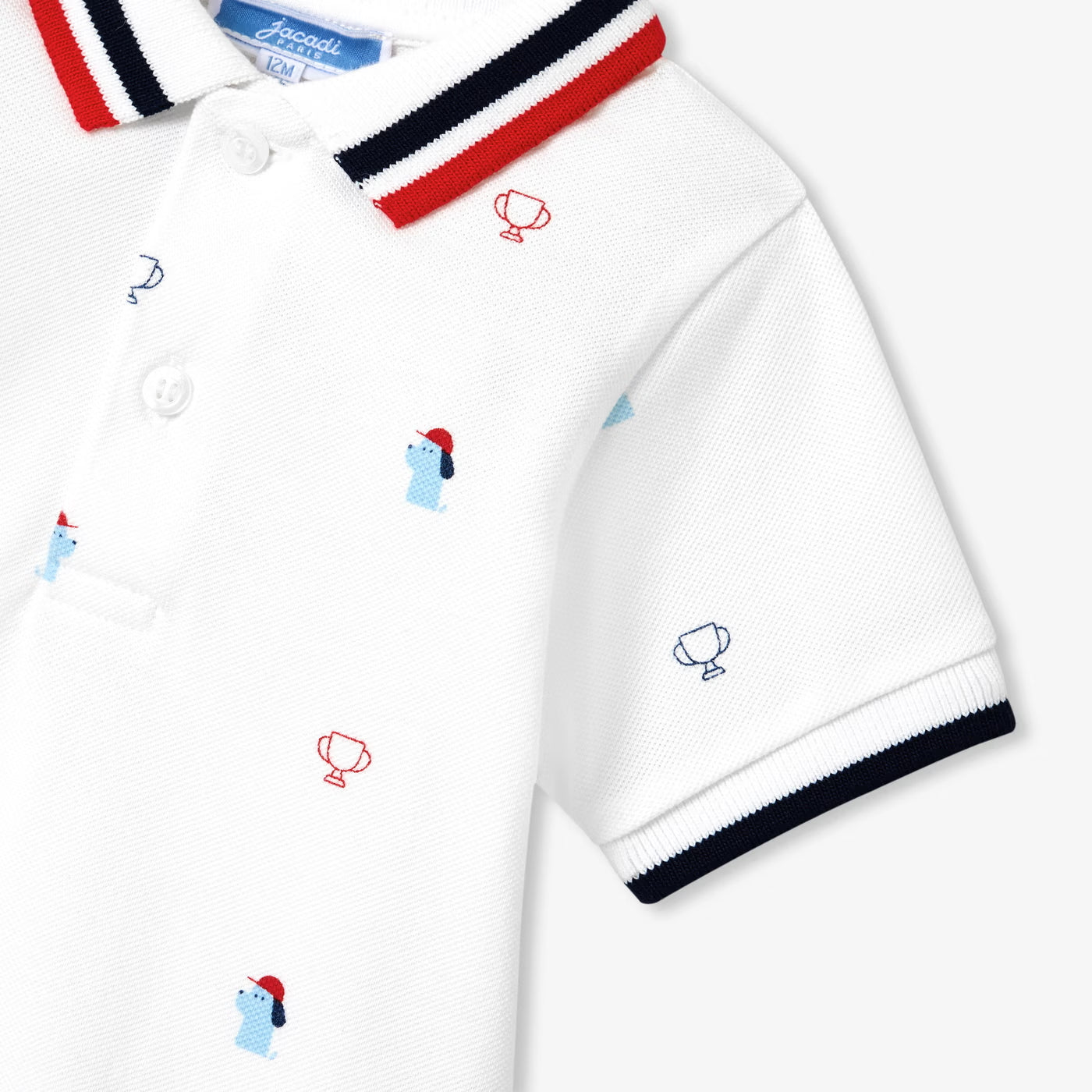 Baby boy polo shirt in printed cotton piqué - blanc jacadi