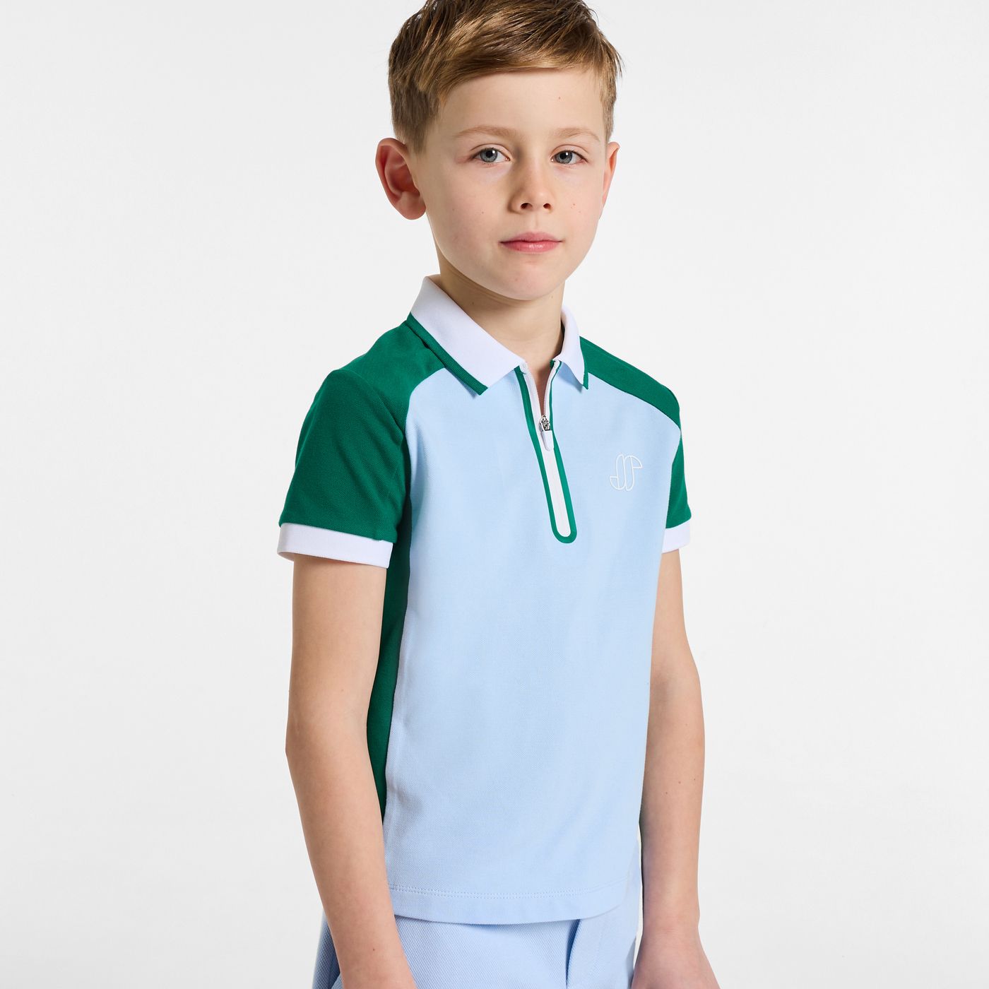 Boy cotton piqué polo shirt - bleu/vert