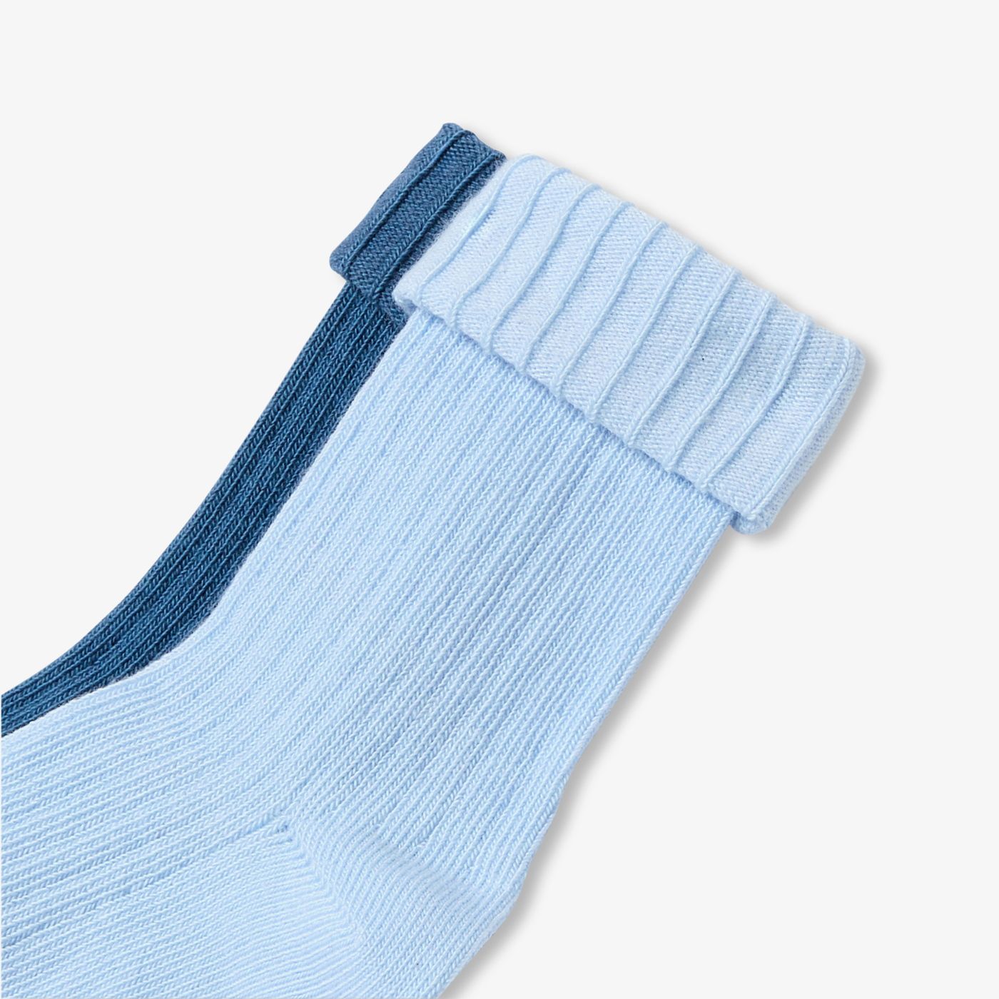 Baby set of two fine rib socks - bleu