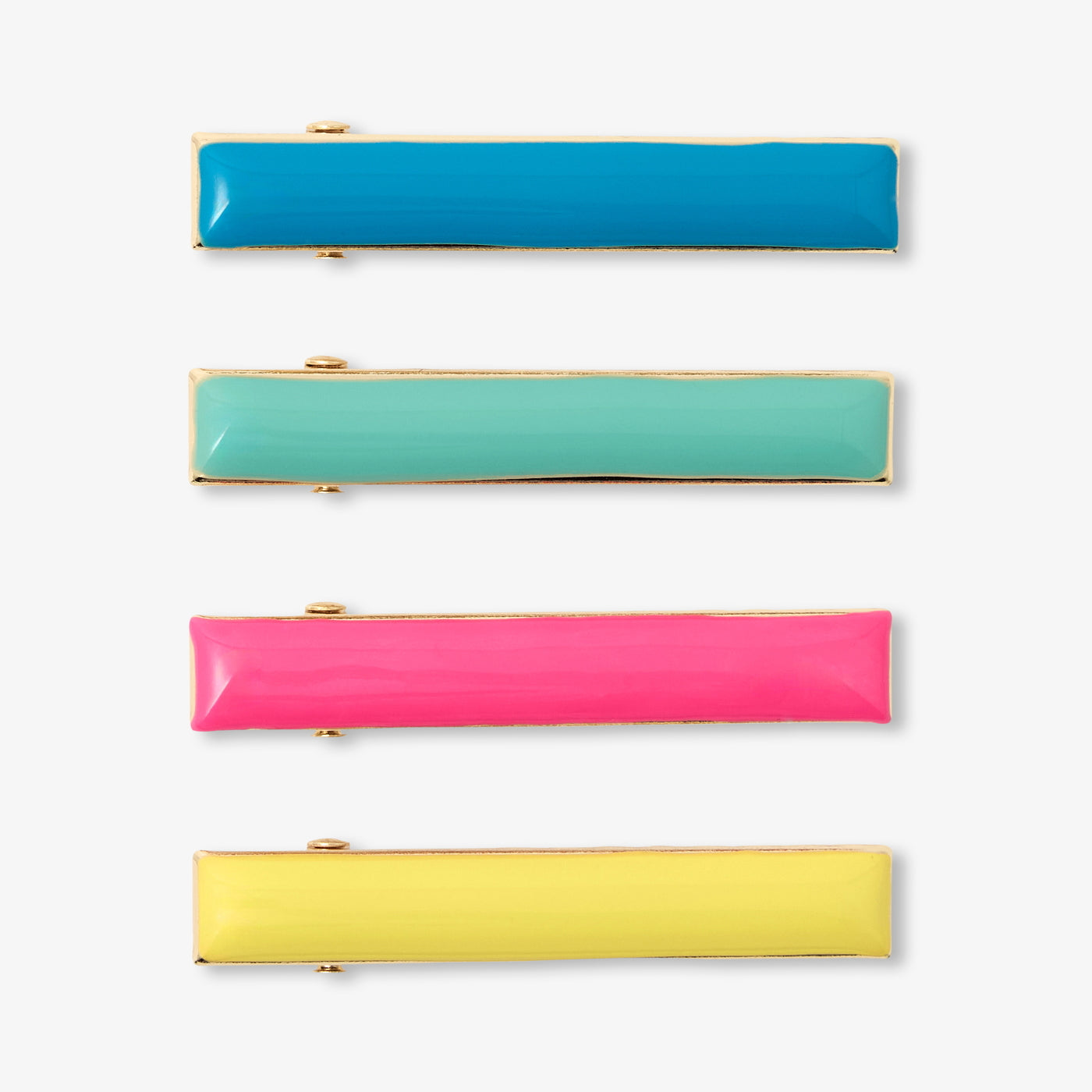 Girl set of 4 flat barrettes - jaune/multico
