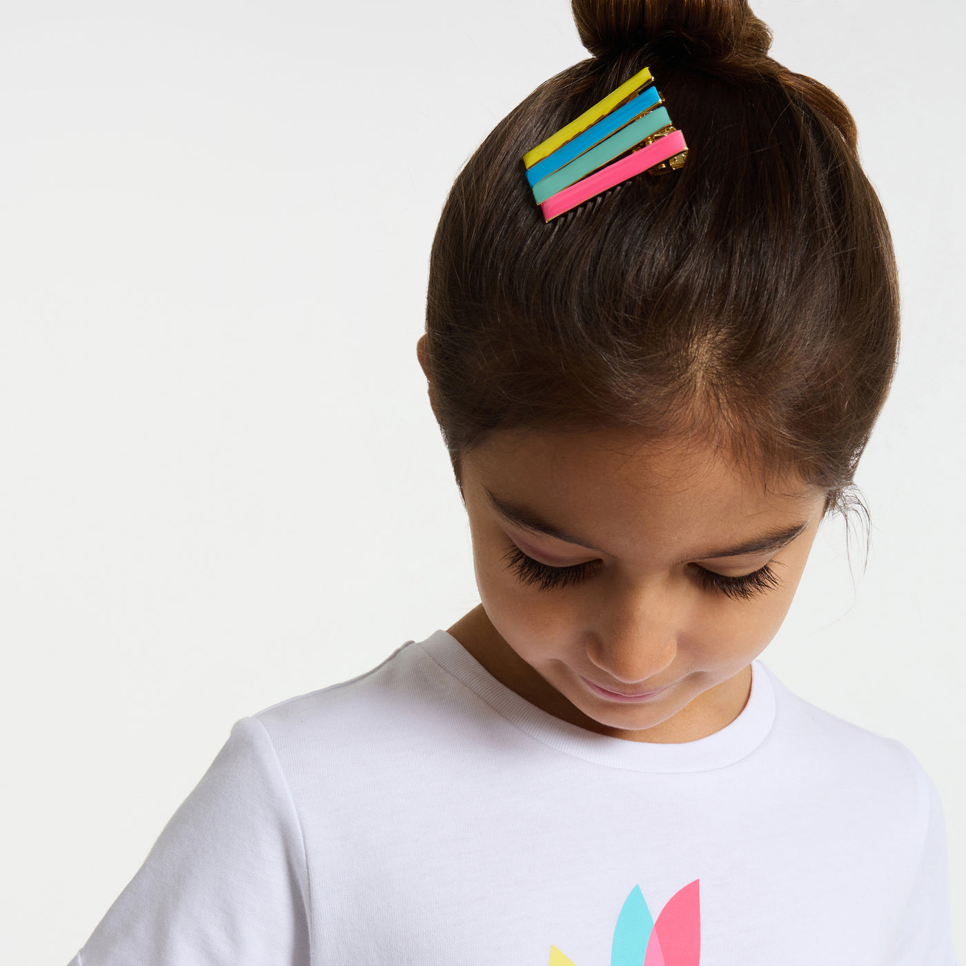 Girl set of 4 flat barrettes - jaune/multico