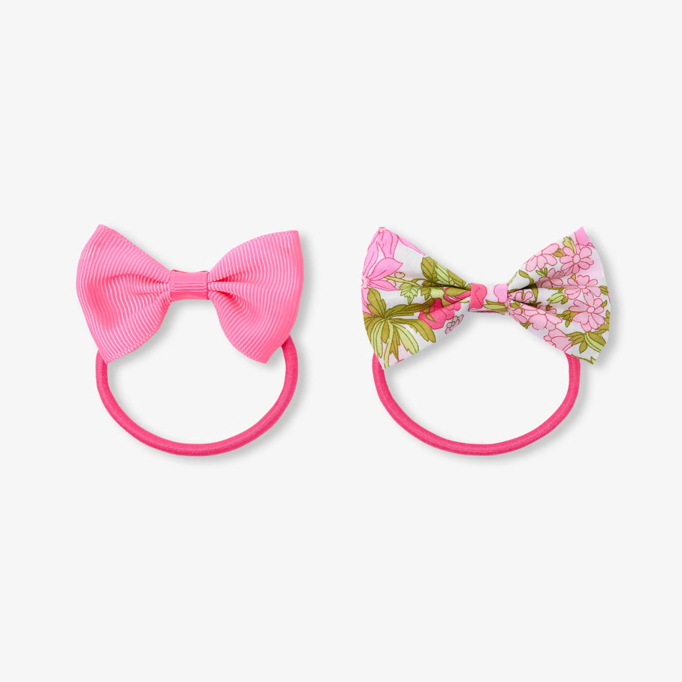 Girl pair of hair ties with bows - rose/multico