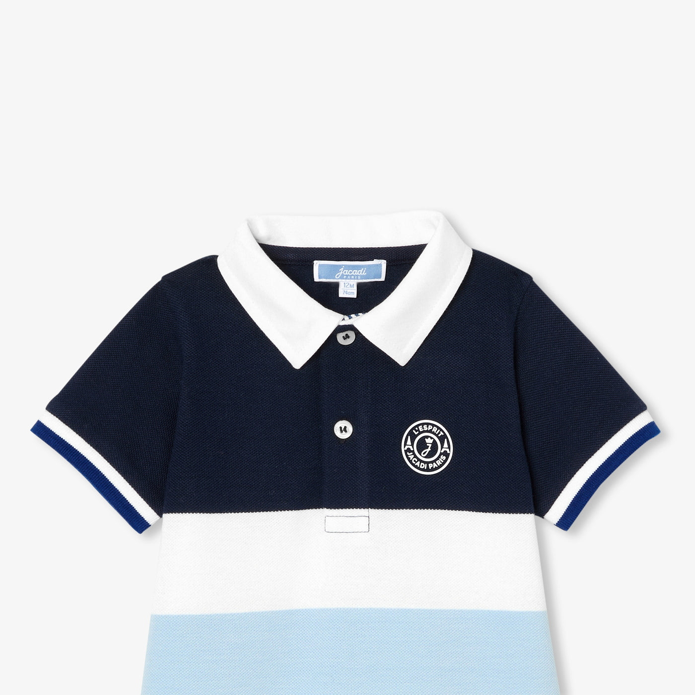 Baby boy cotton piqué jumpsuit - blanc/bleu