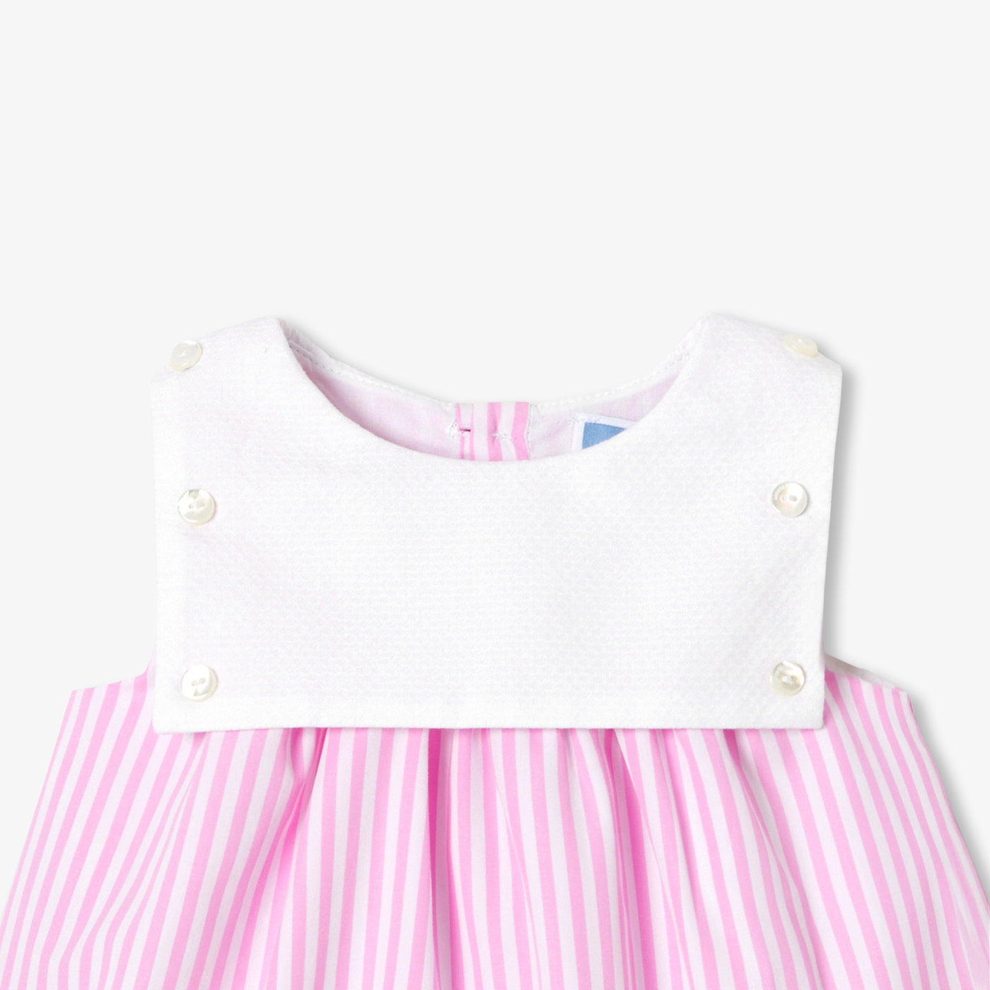 Baby girl dress in striped poplin - blanc/rose