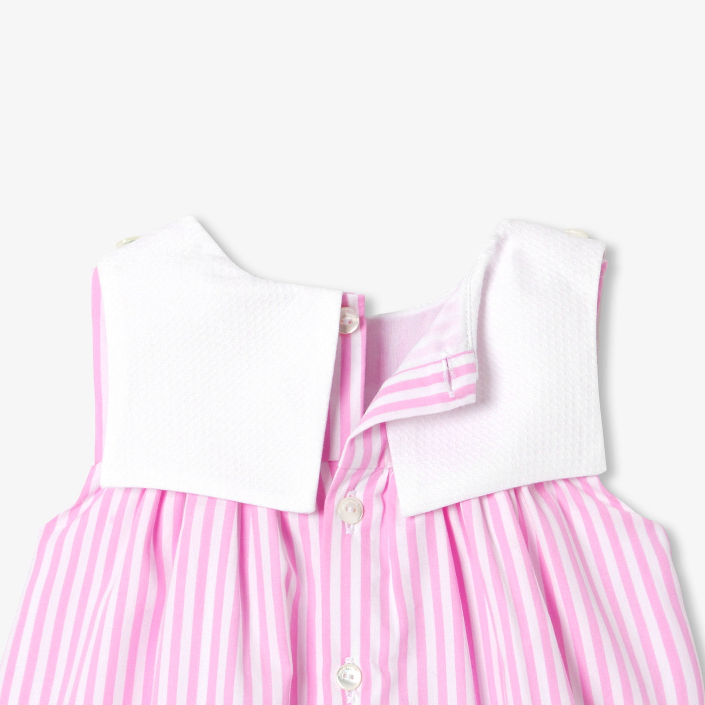 Baby girl dress in striped poplin - blanc/rose