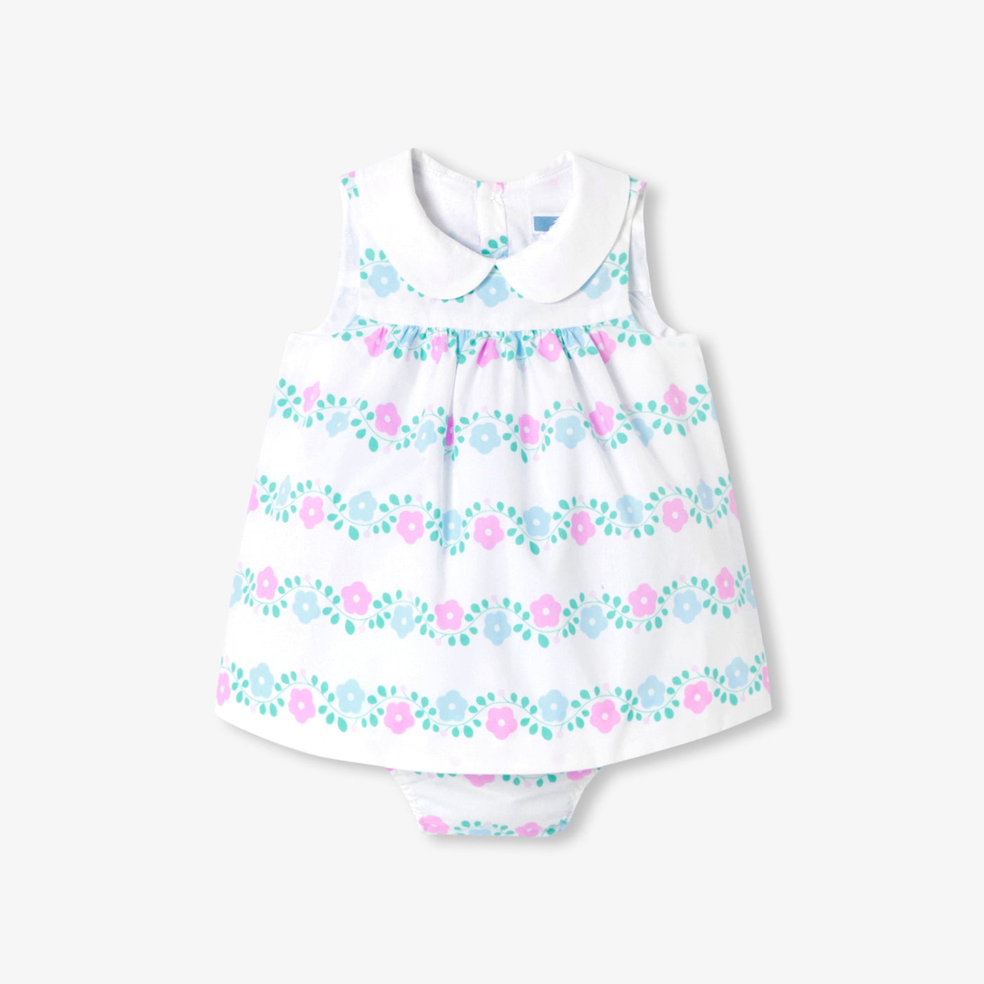 Baby girl dress in poplin - blanc/multico
