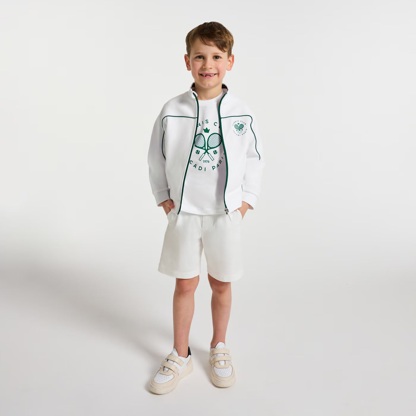 Boy piqué knit zip-up sweatshirt - blanc jacadi