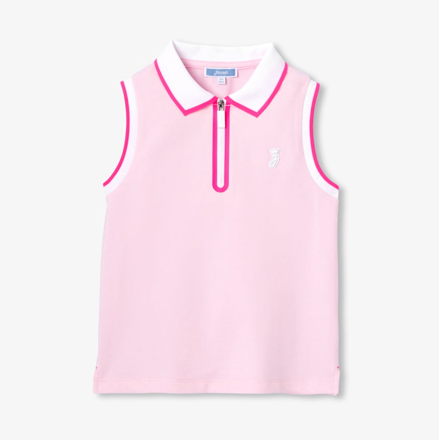 Girl sleeveless polo shirt - rose poudre jacadi