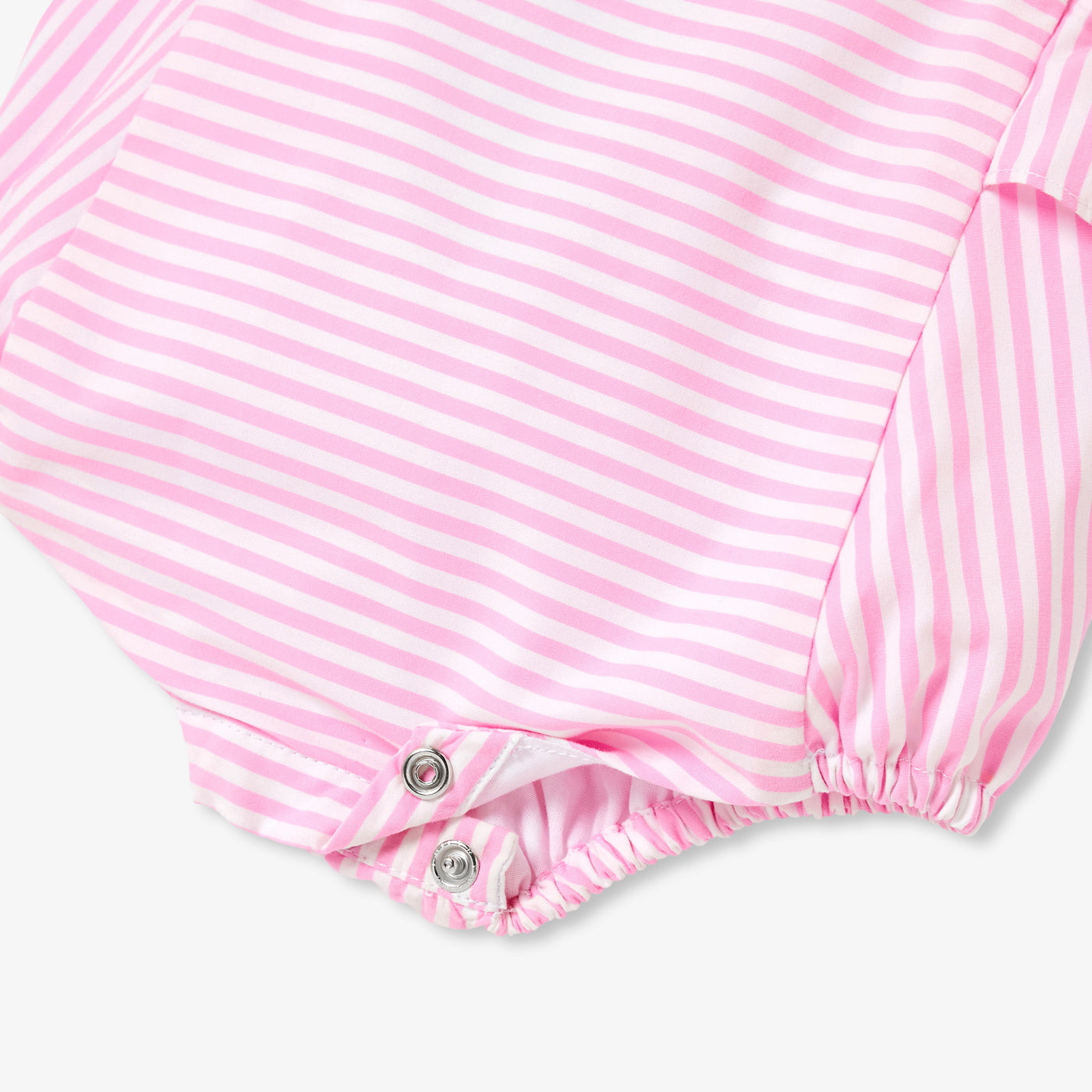 Baby girl romper in cotton piqué and poplin - blanc/rose