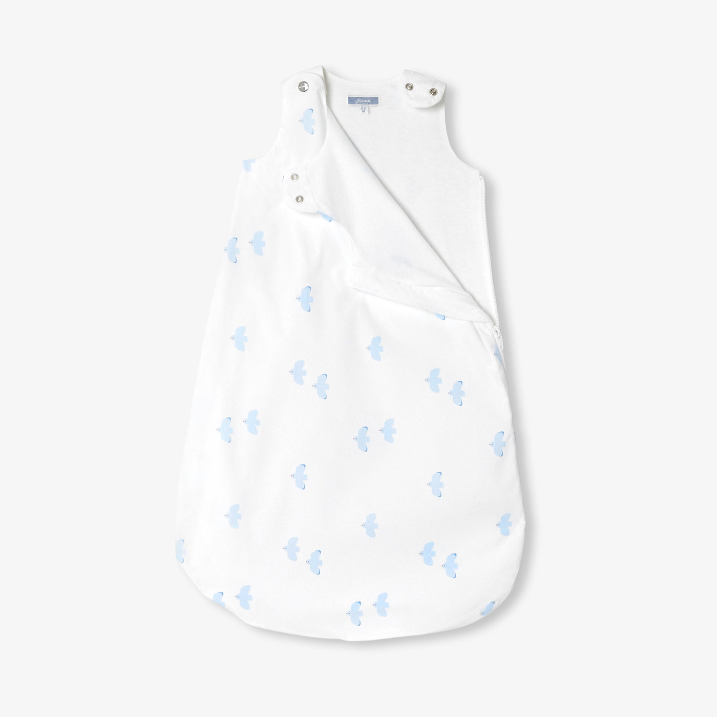 0-6 months summer sleeping bag in cotton poplin - blanc/bleu